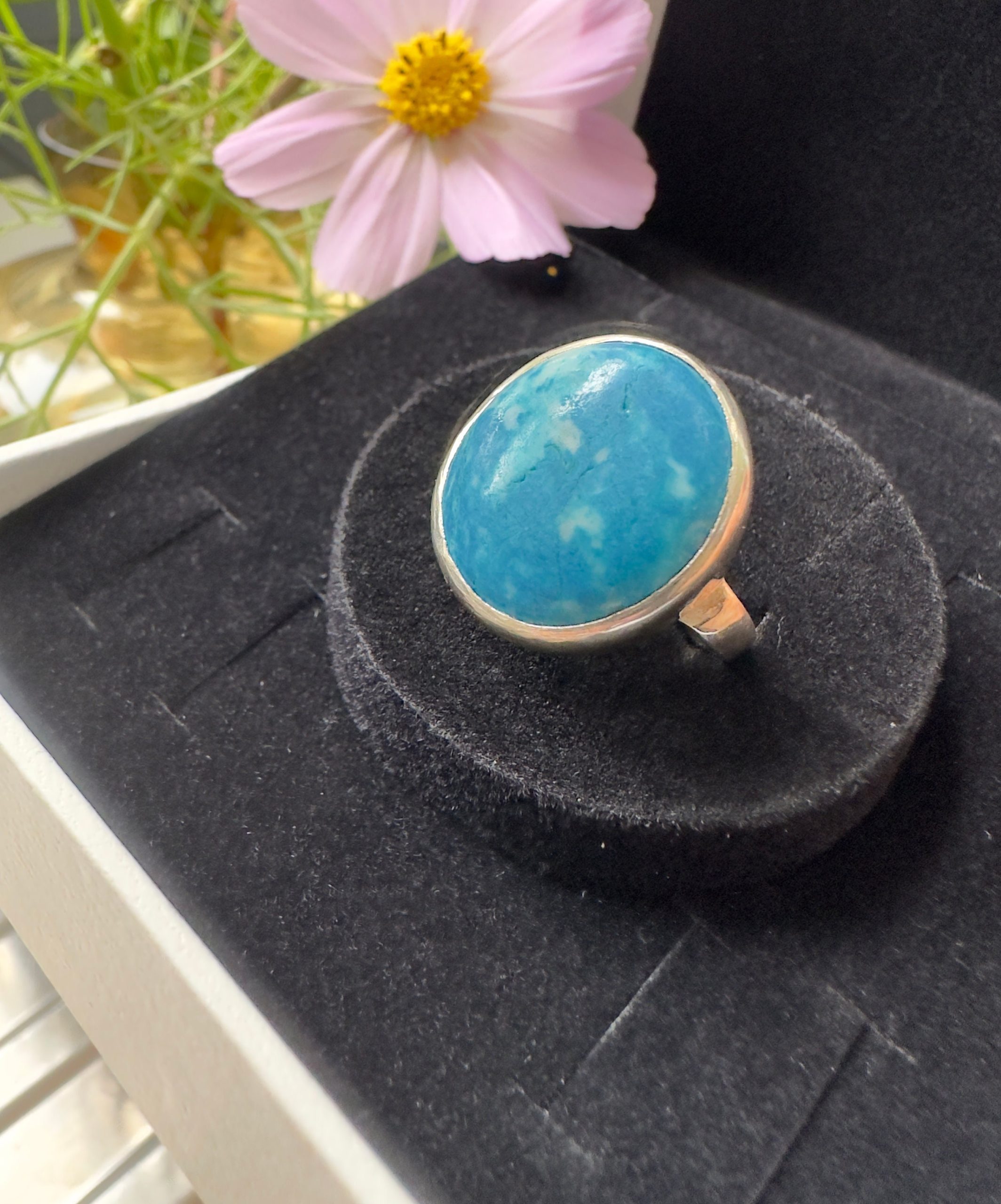 Large Turquoise Silver Statement Ring