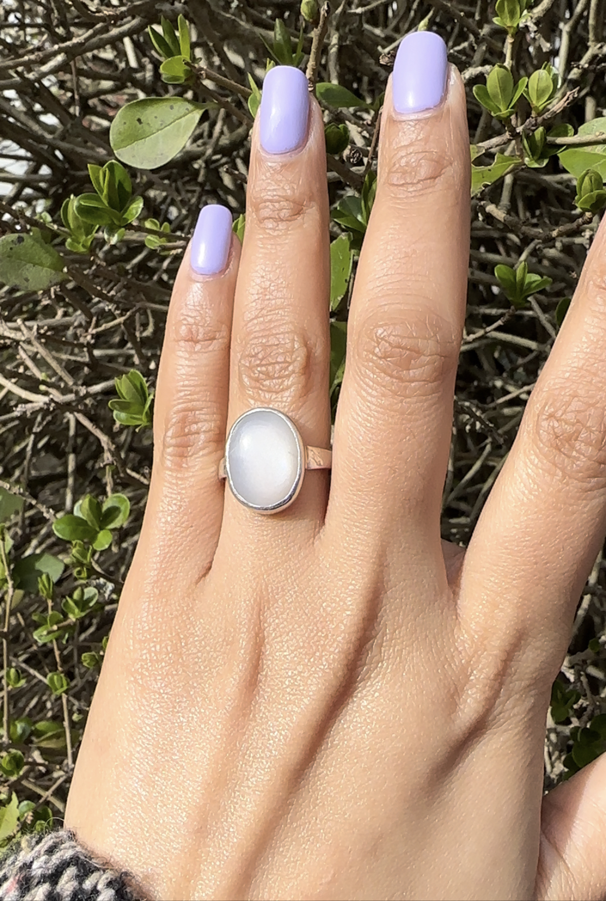silver moonstone ring