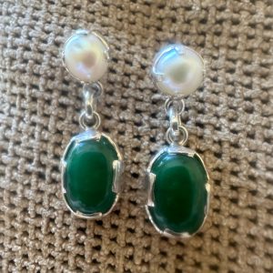 Dark Green Earrings -Eimear Pearl Drop Earrings