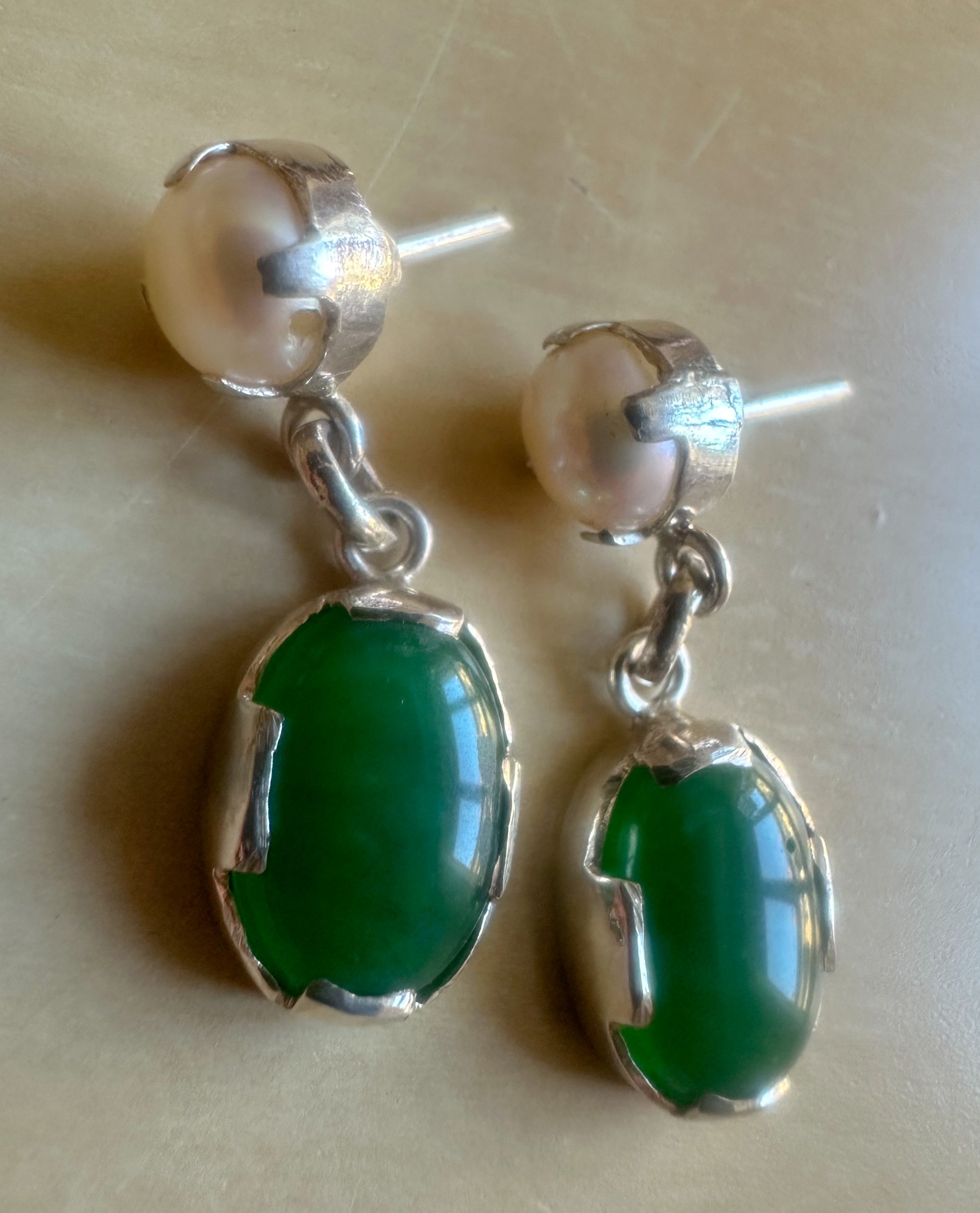 Dark Green Earrings -Eimear Pearl Drop Earrings - Image 6