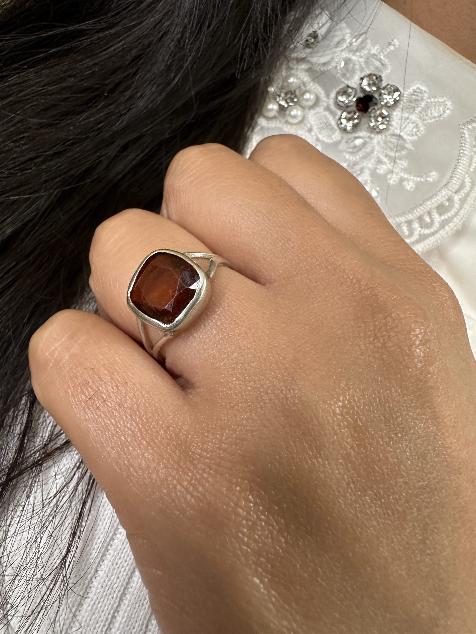 Chhaya Garnet Ring, Honey Colored - UK Size O - Image 2