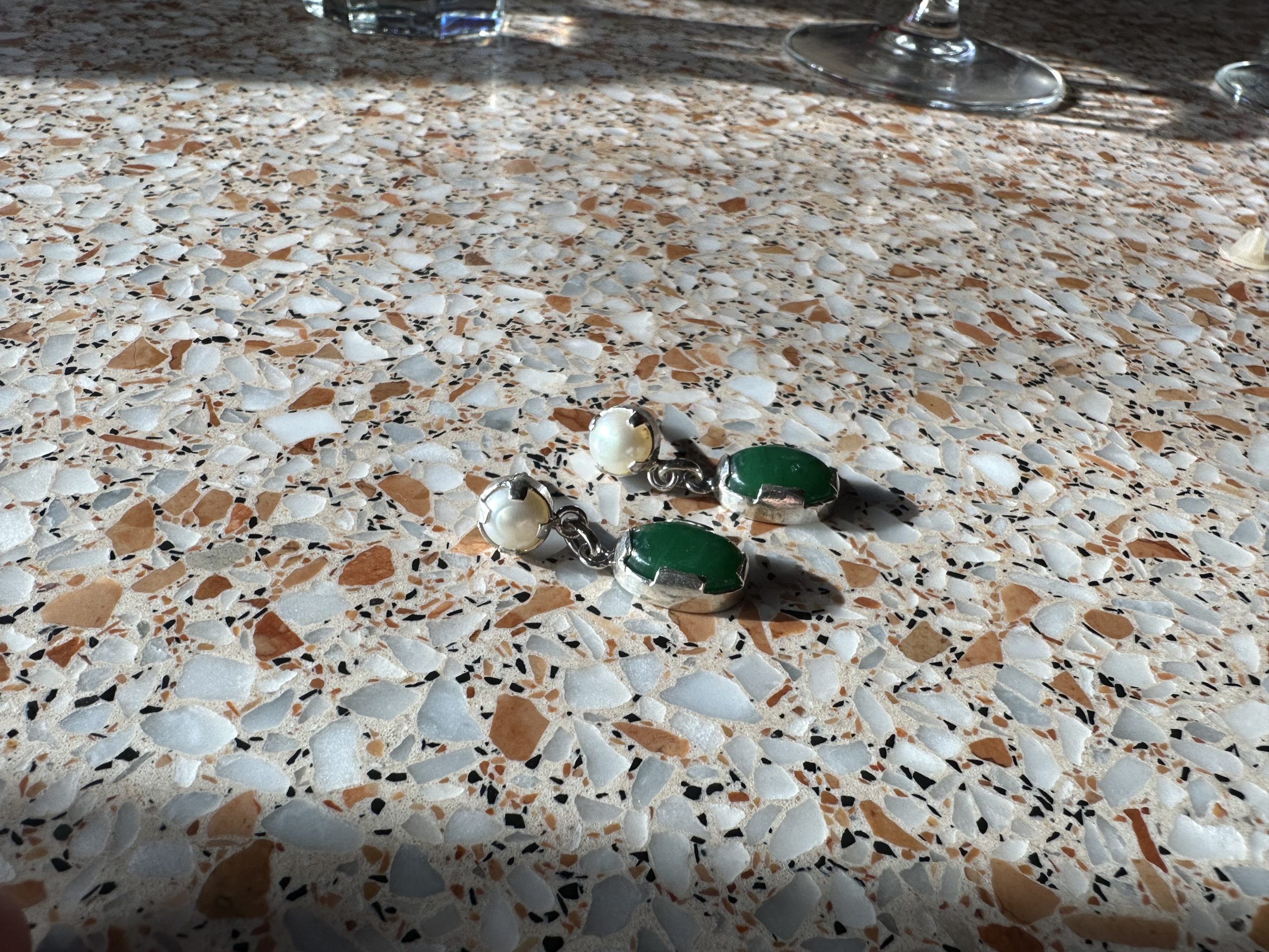Dark Green Earrings -Eimear Pearl Drop Earrings - Image 4