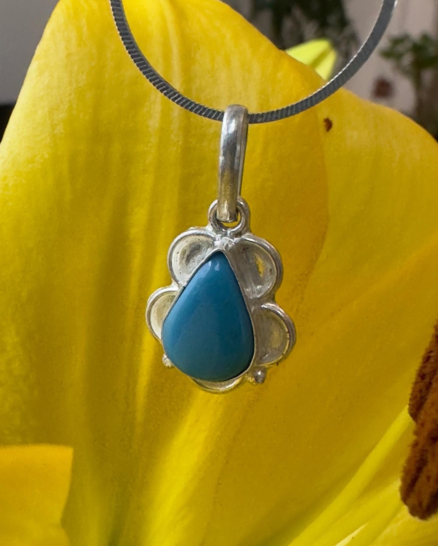 Bindu Turquoise Fine Silver Pendant - Image 3