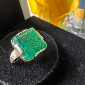 Large Onyx Silver Adjustable Ring