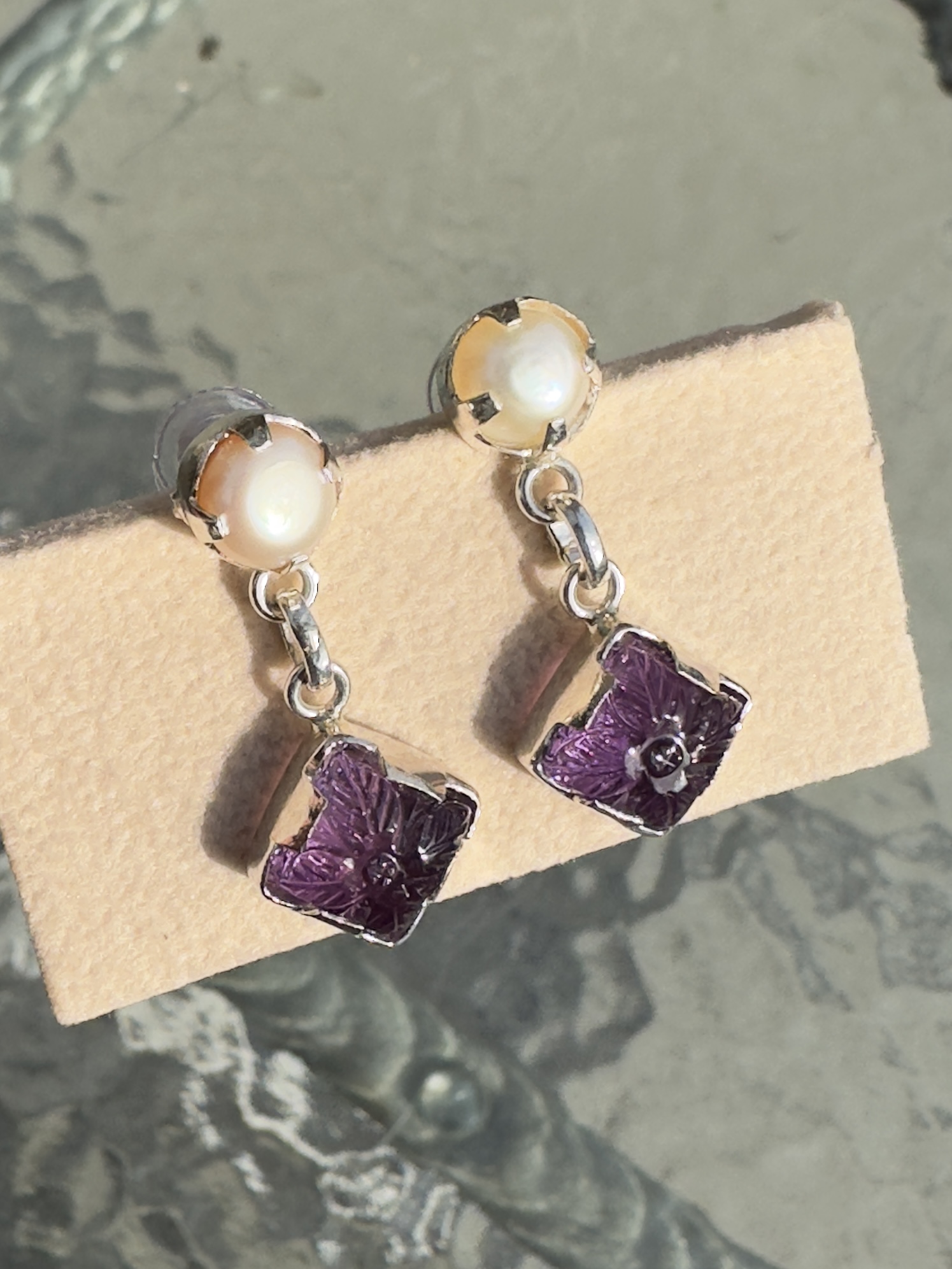 Amethyst and Pearl Earrings - Jamunia - Image 3