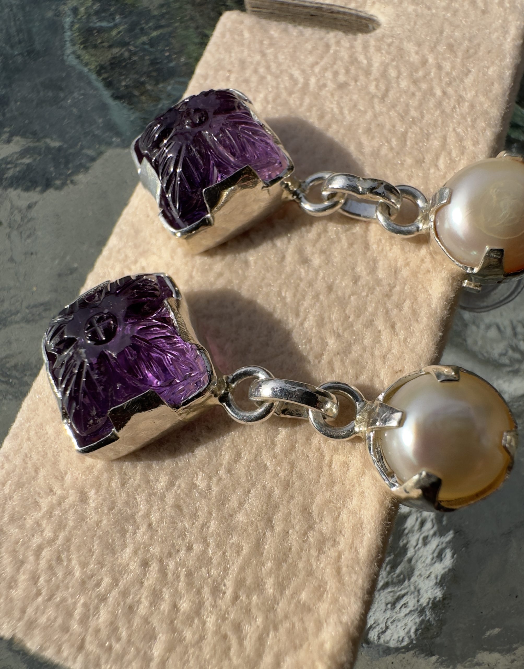 Amethyst and Pearl Earrings - Jamunia - Image 5