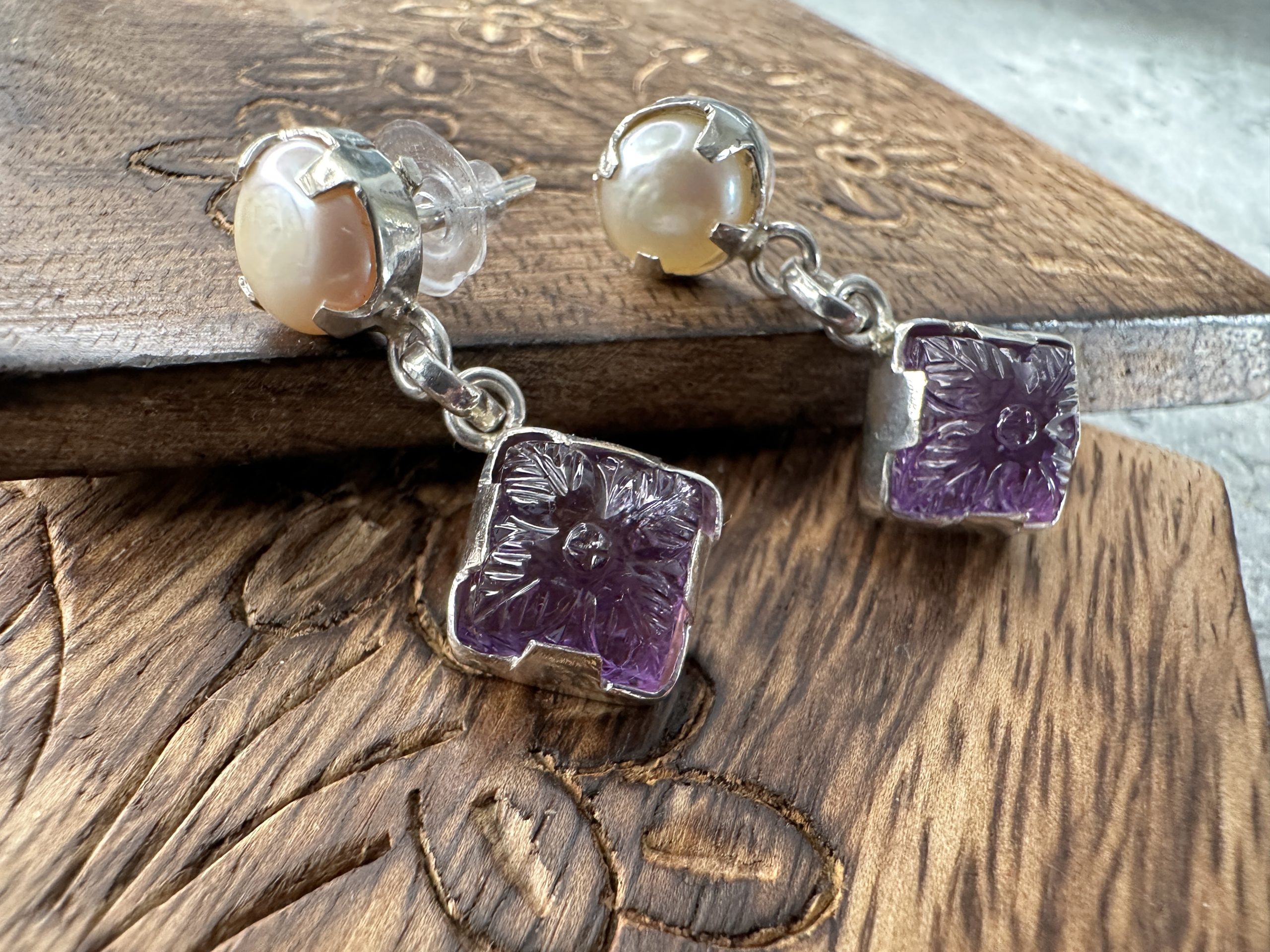 Amethyst and Pearl Earrings - Jamunia - Image 15