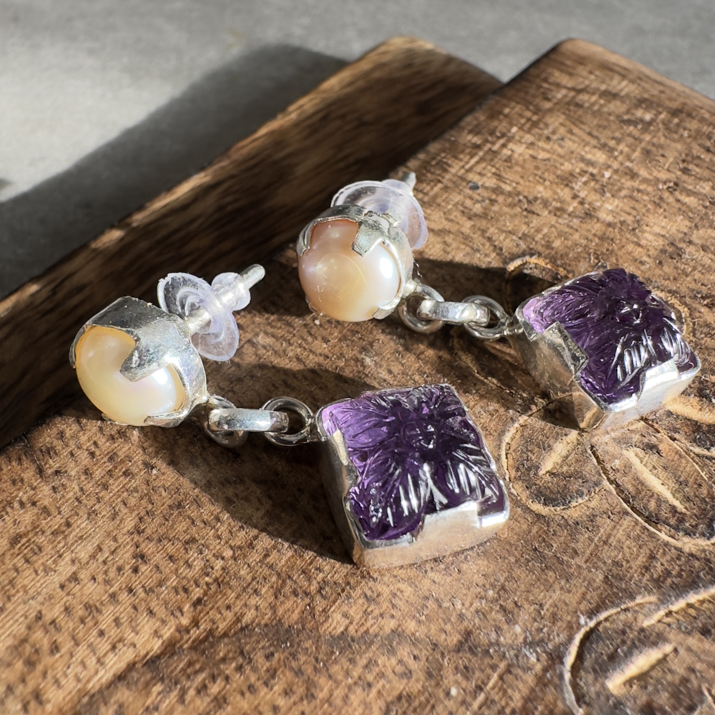 Amethyst and Pearl Earrings - Jamunia - Image 14