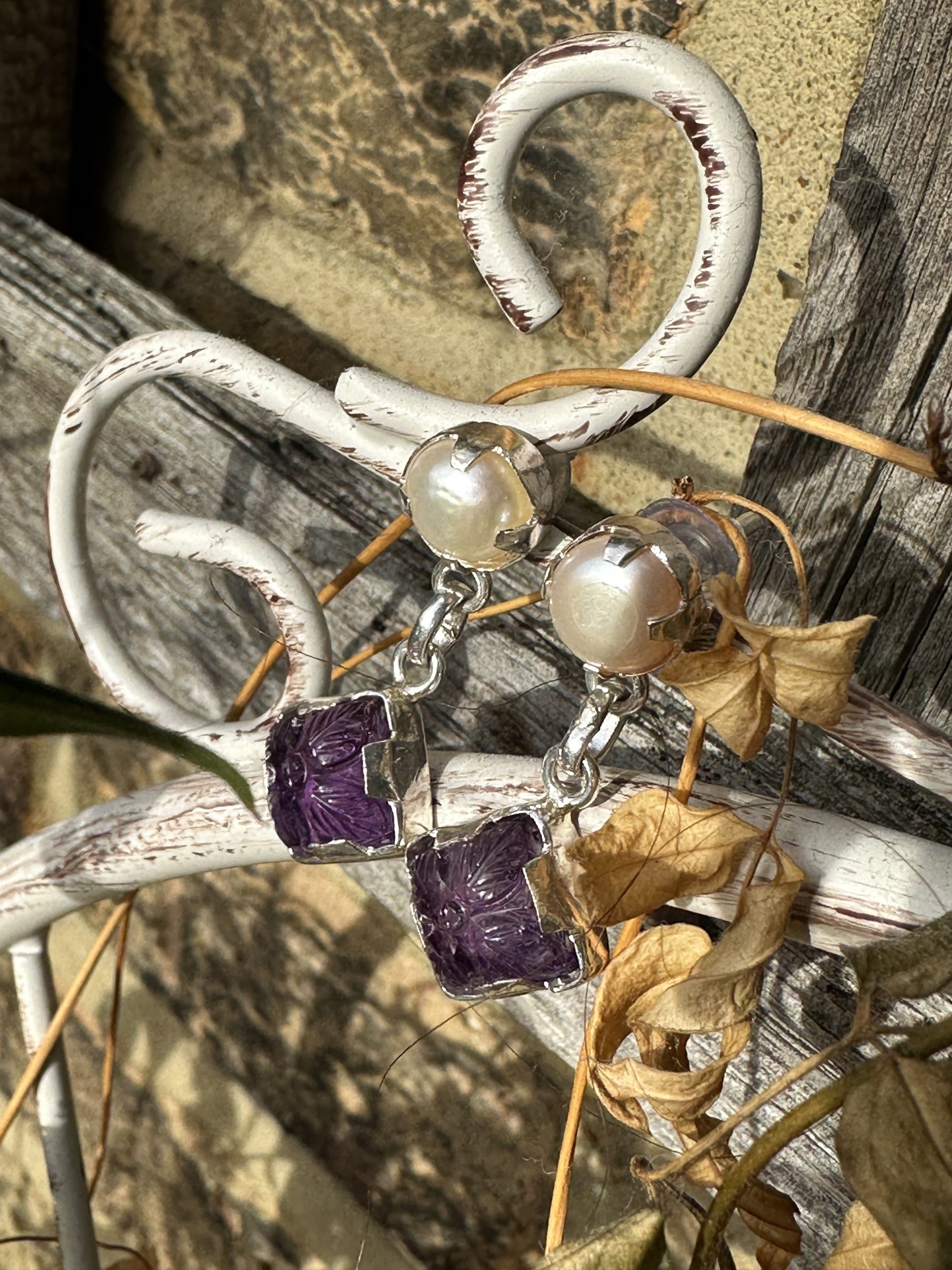 Amethyst and Pearl Earrings - Jamunia - Image 13