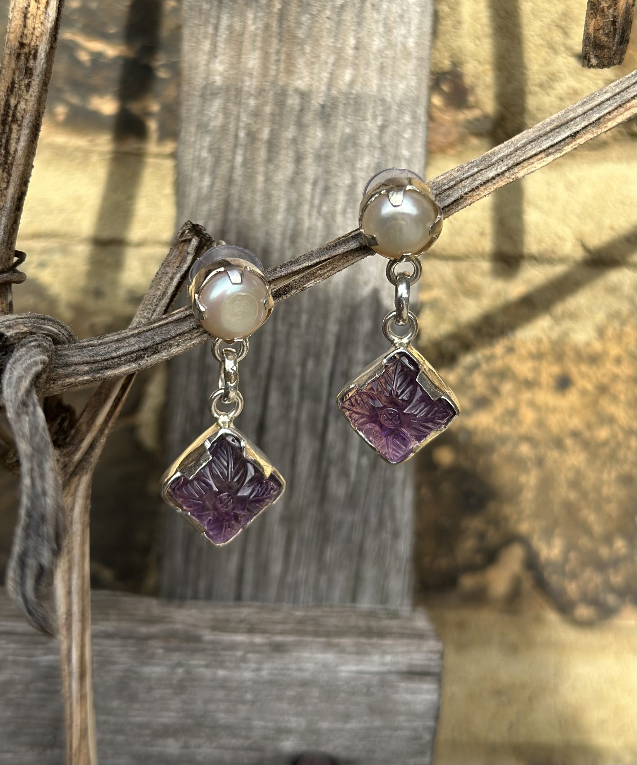 Amethyst and Pearl Earrings - Jamunia - Image 10