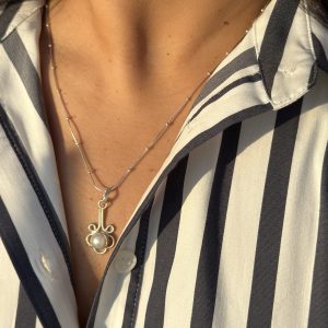 Single Pearl Necklace Silver