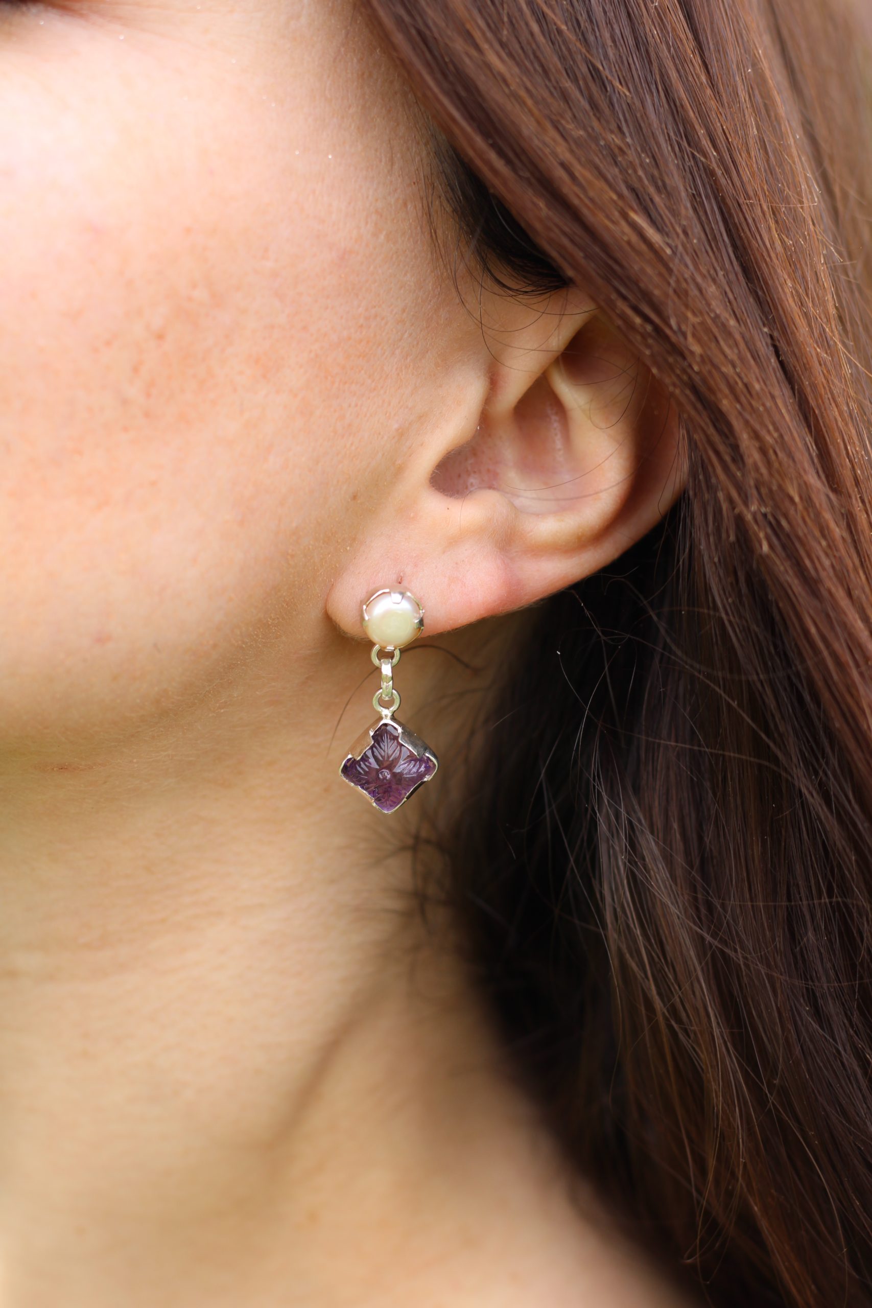 Amethyst and Pearl Earrings - Jamunia - Image 6