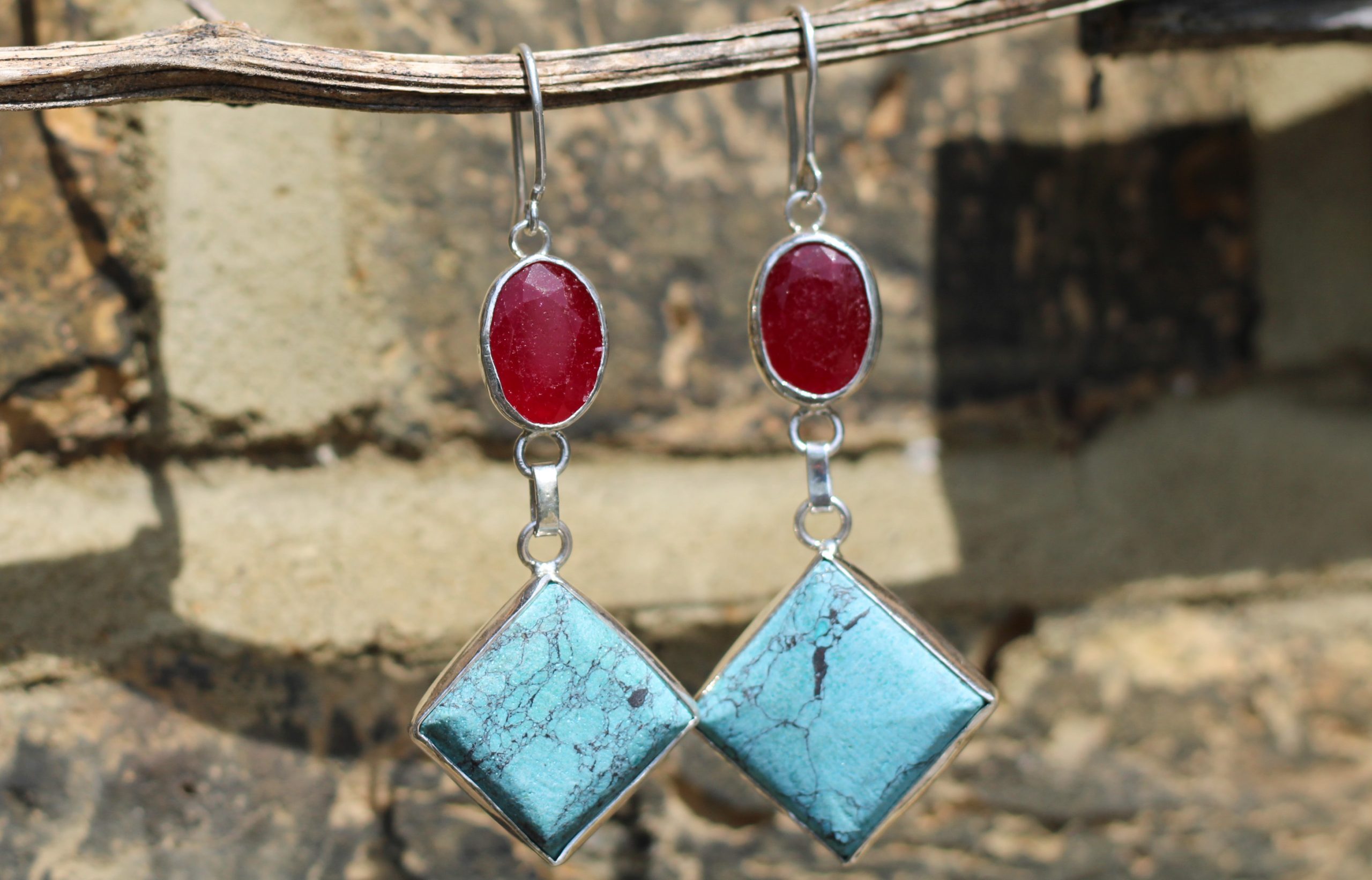 turquoise and gold earrings