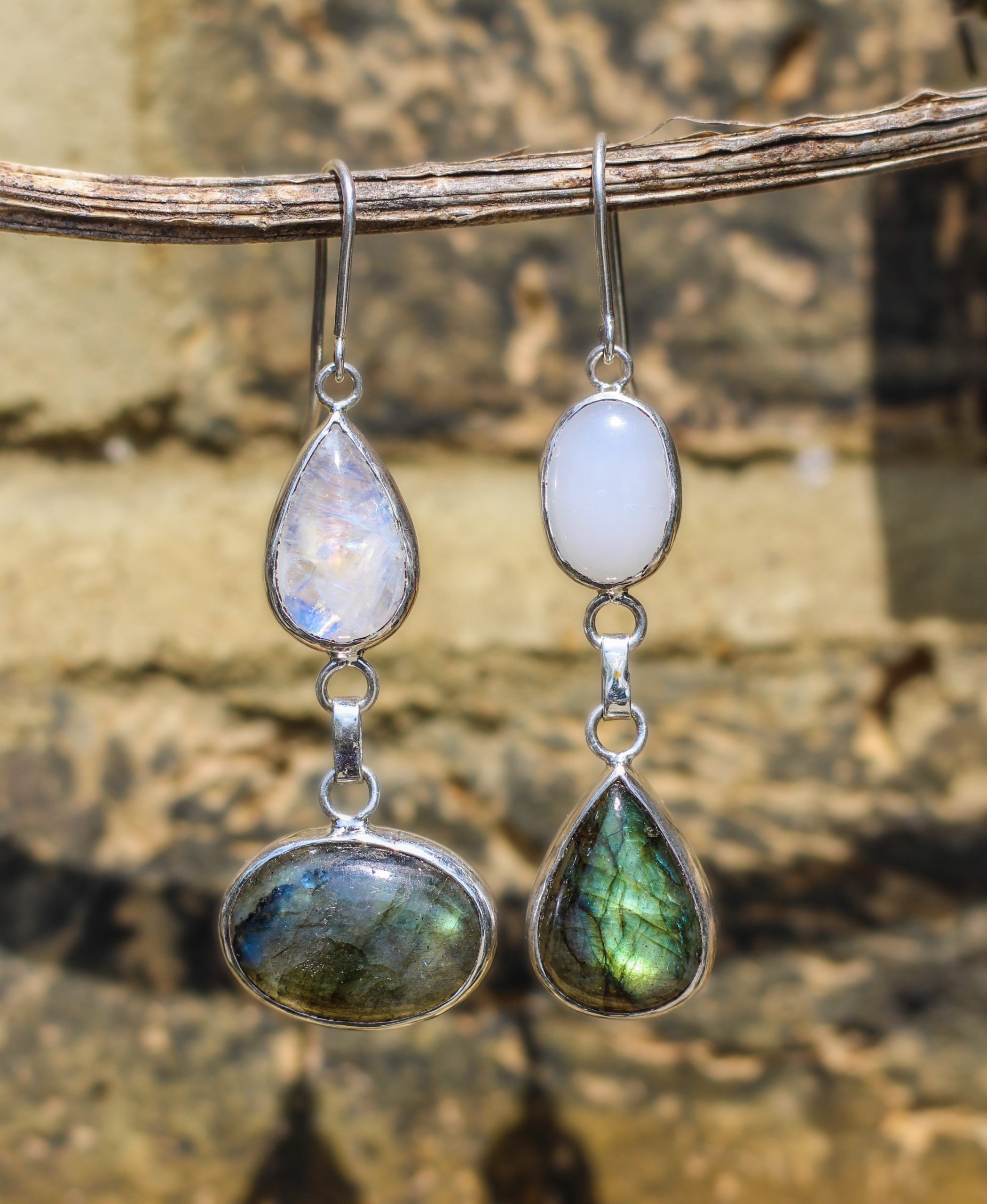 Moonstone Labradorite Earrings - Yogmaya - Image 5