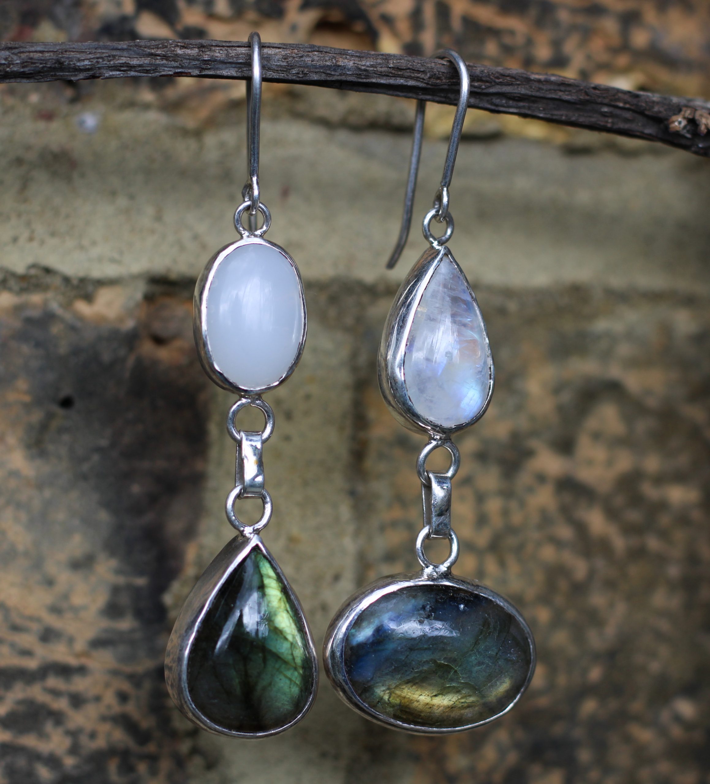 Moonstone Labradorite Earrings - Yogmaya - Image 3
