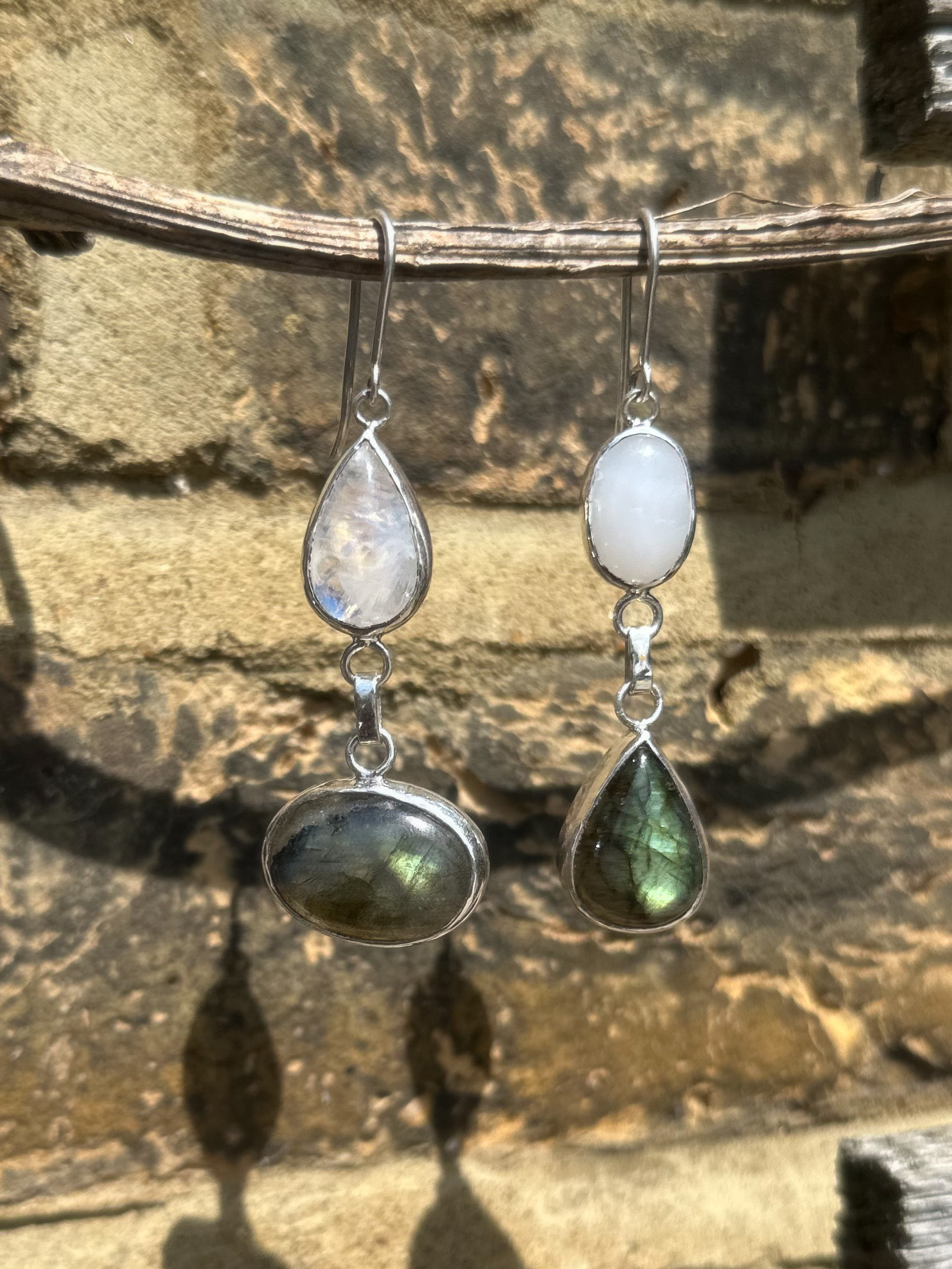 Moonstone Labradorite Earrings - Yogmaya - Image 2
