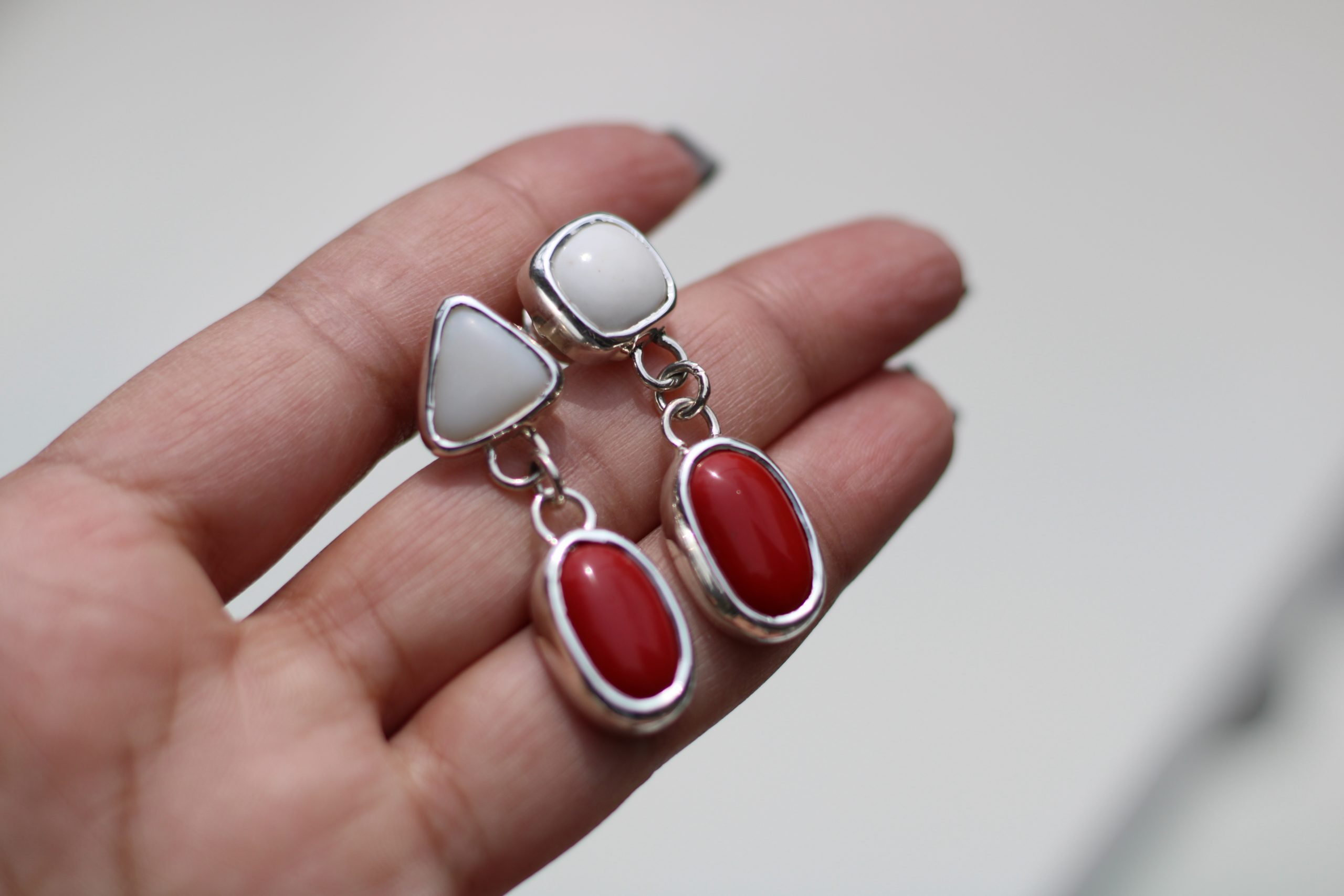 gold earrings with coral