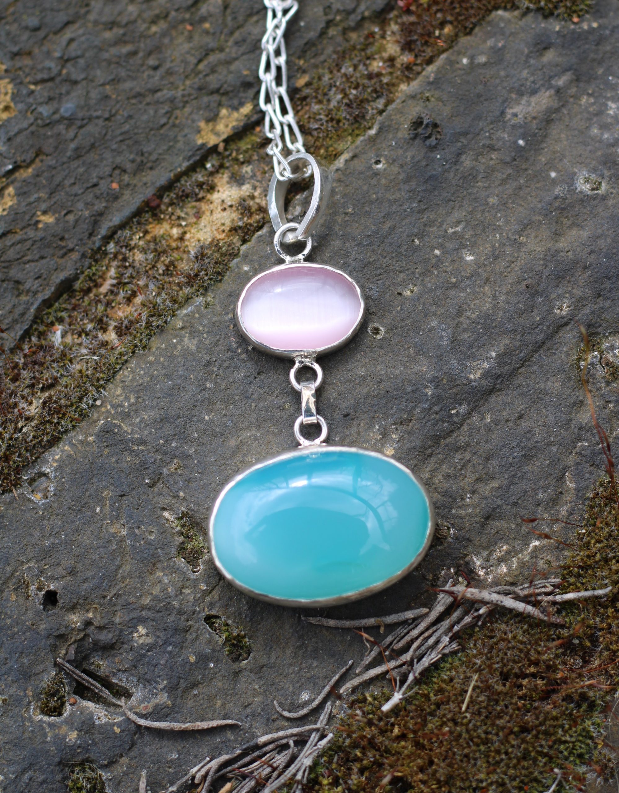 Cat's Eye Necklace with Gem Silica - Pink Padmakshi - Image 8