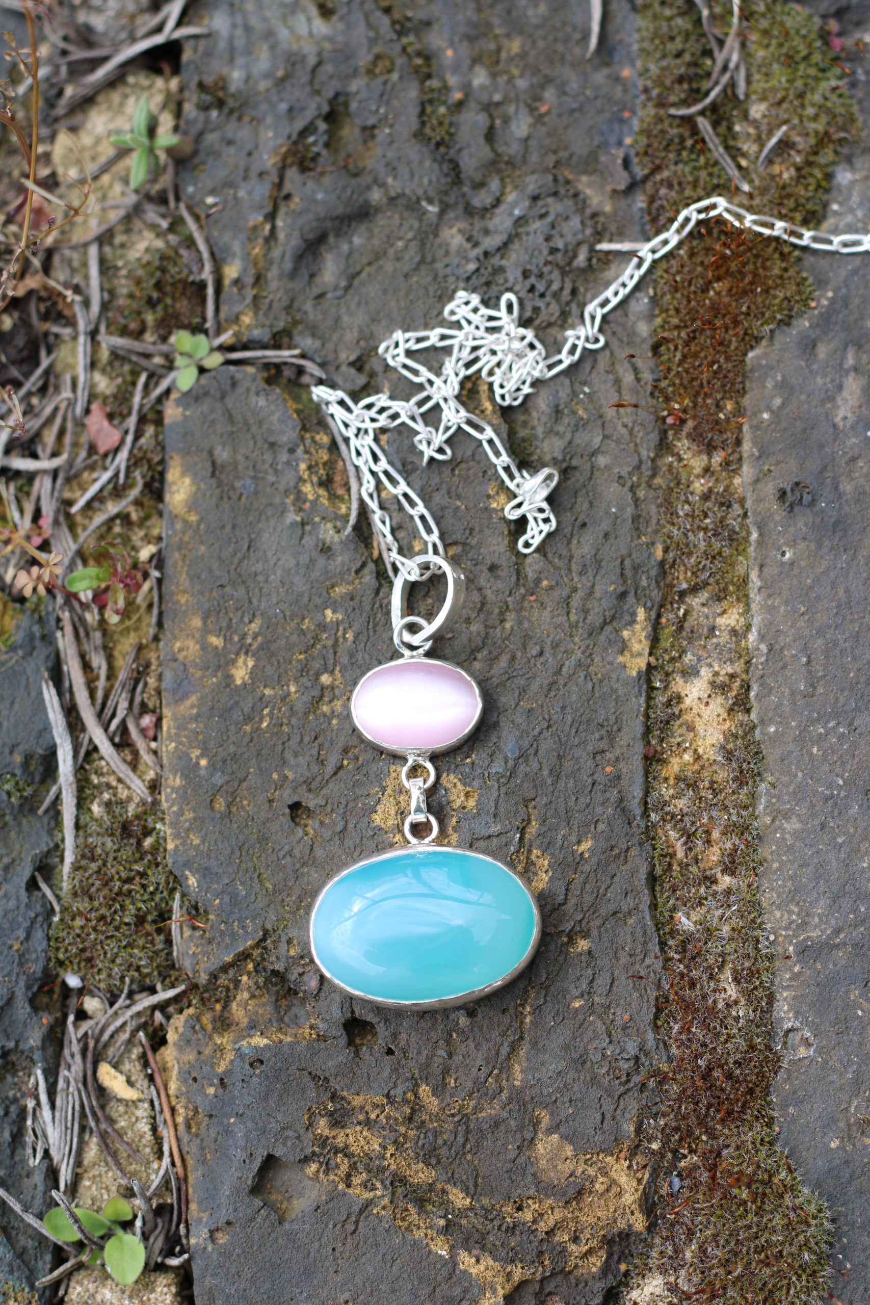 Cat's Eye Necklace with Gem Silica - Pink Padmakshi - Image 11