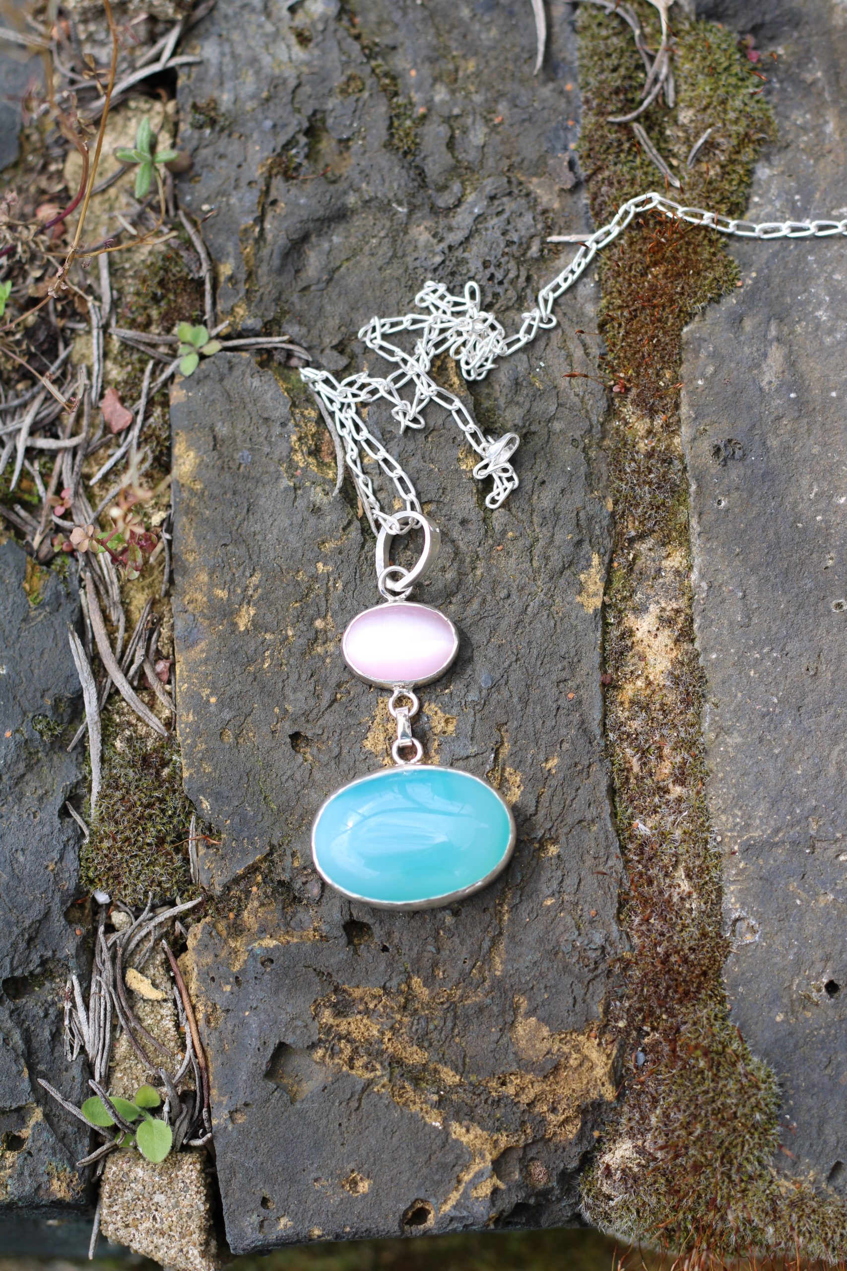 Cat's Eye Necklace with Gem Silica - Pink Padmakshi - Image 13
