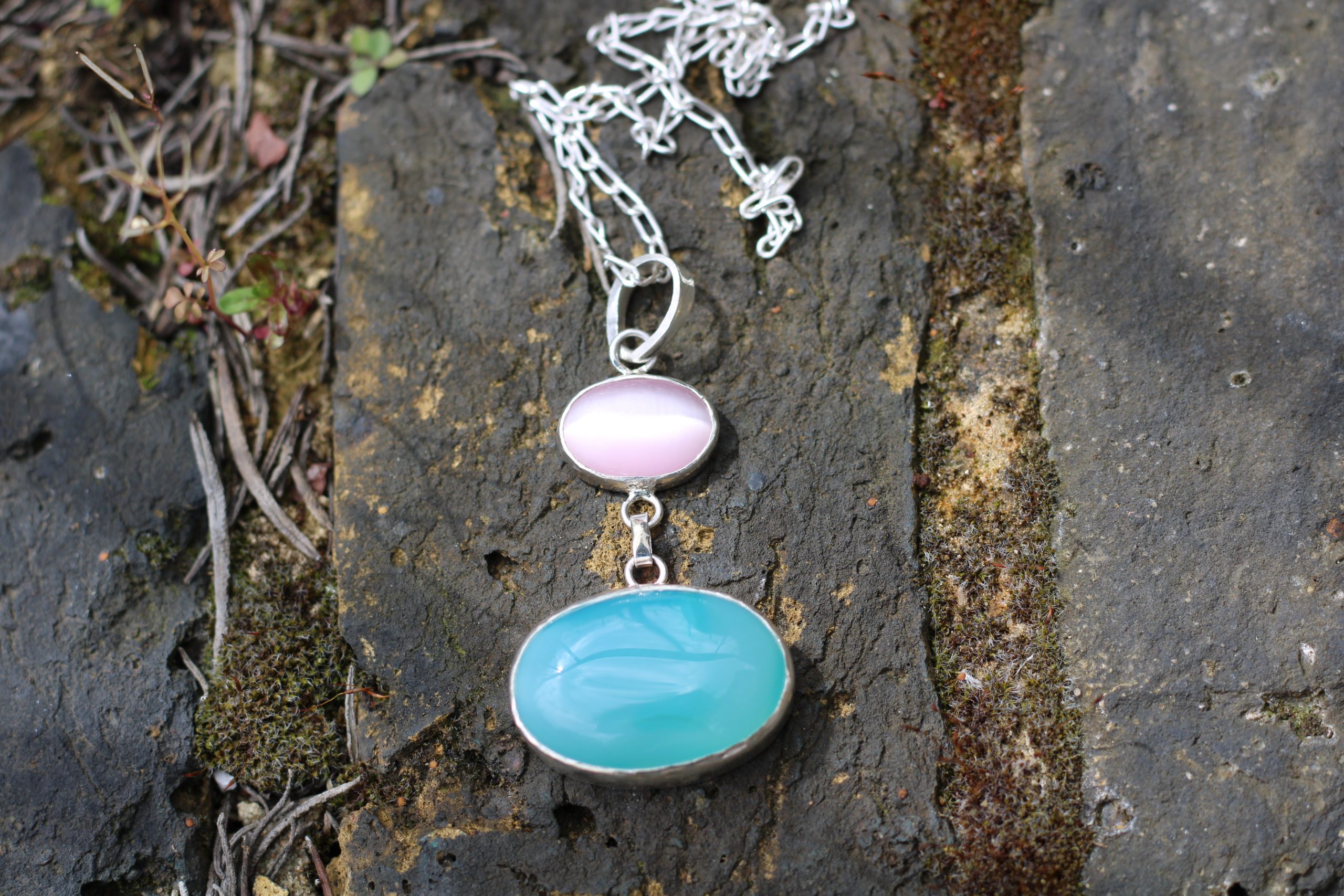 Cat's Eye Necklace with Gem Silica - Pink Padmakshi - Image 15