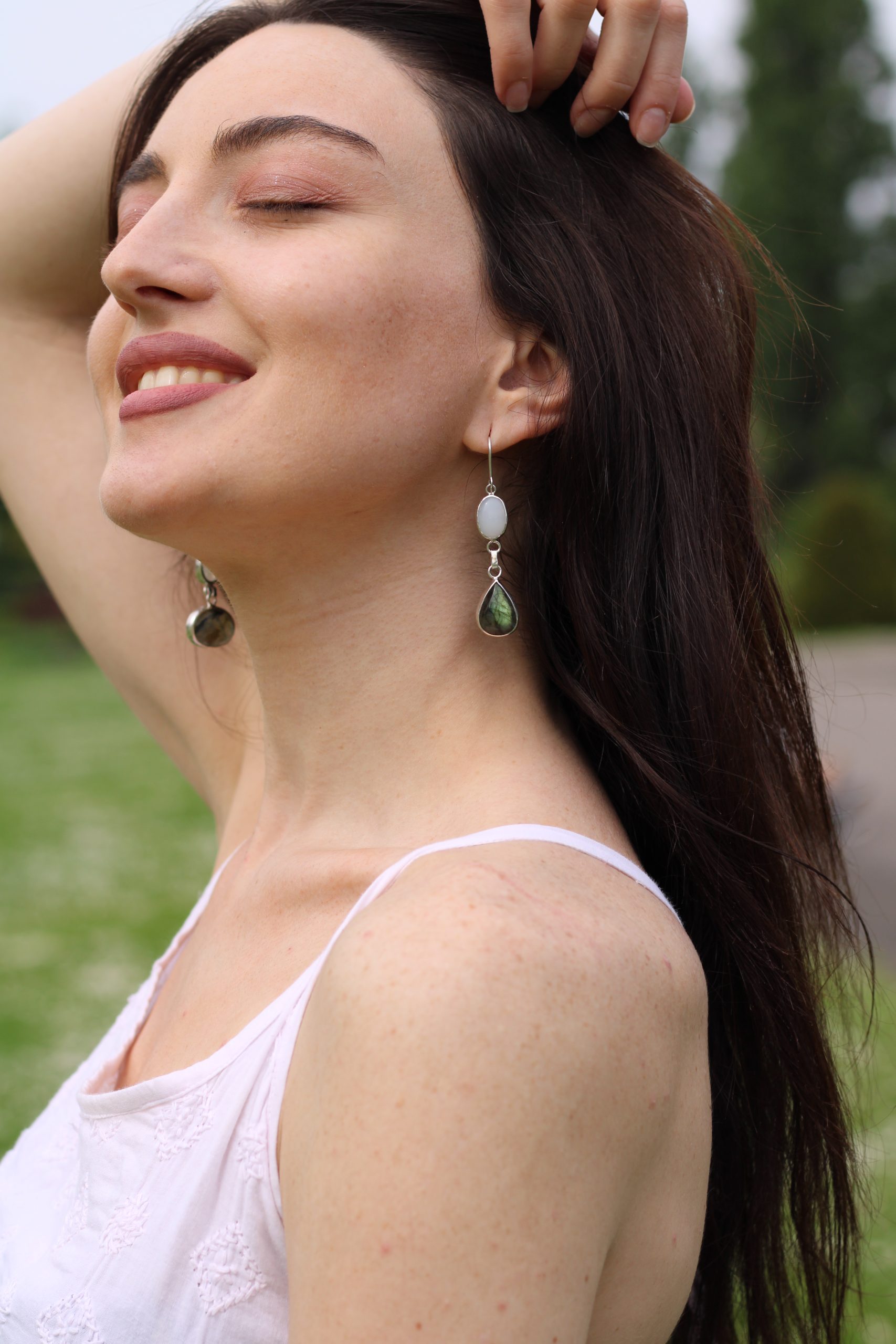 Moonstone Labradorite Earrings - Yogmaya - Image 6