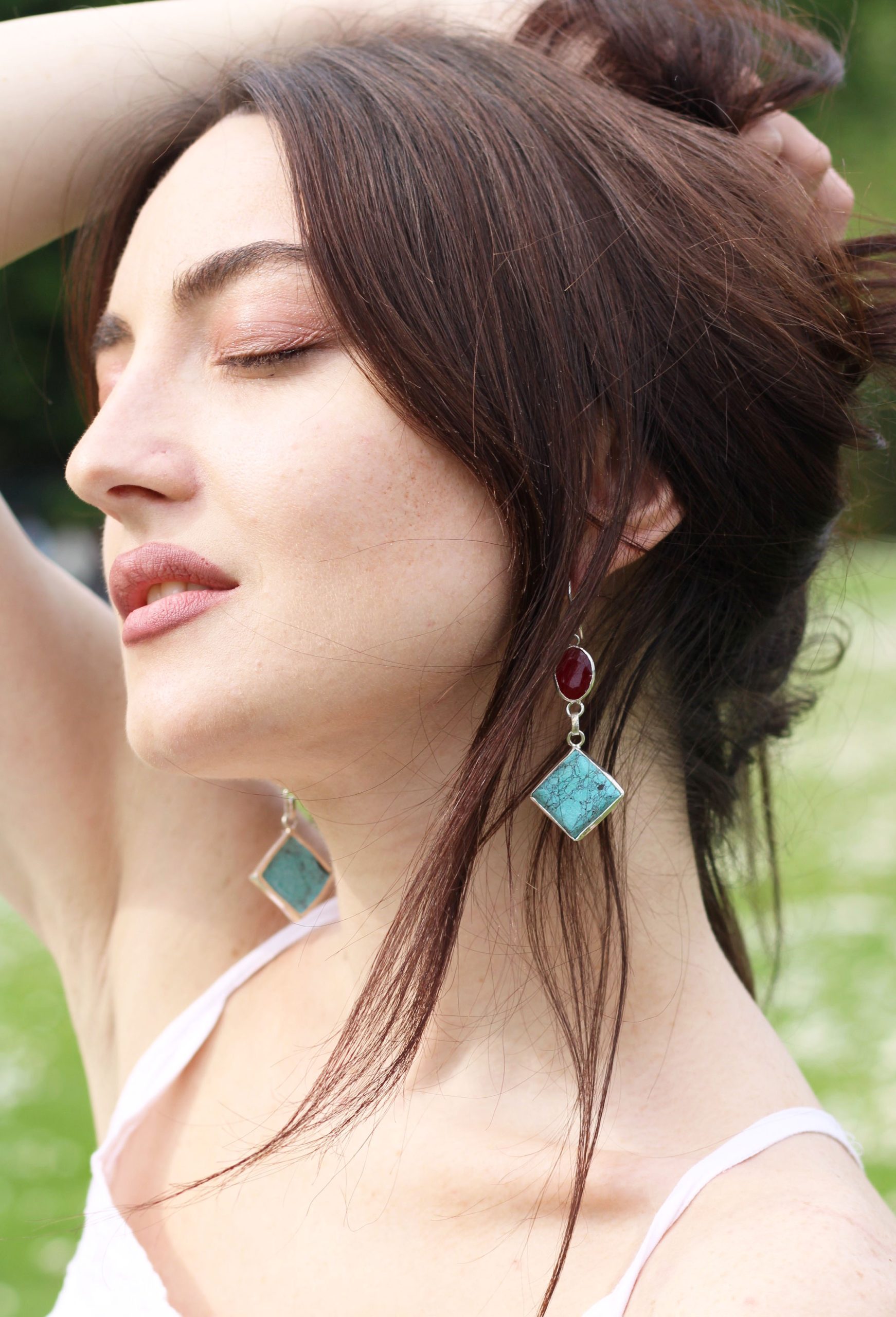 Turquoise Sapphire Earrings - Prabha - Image 7