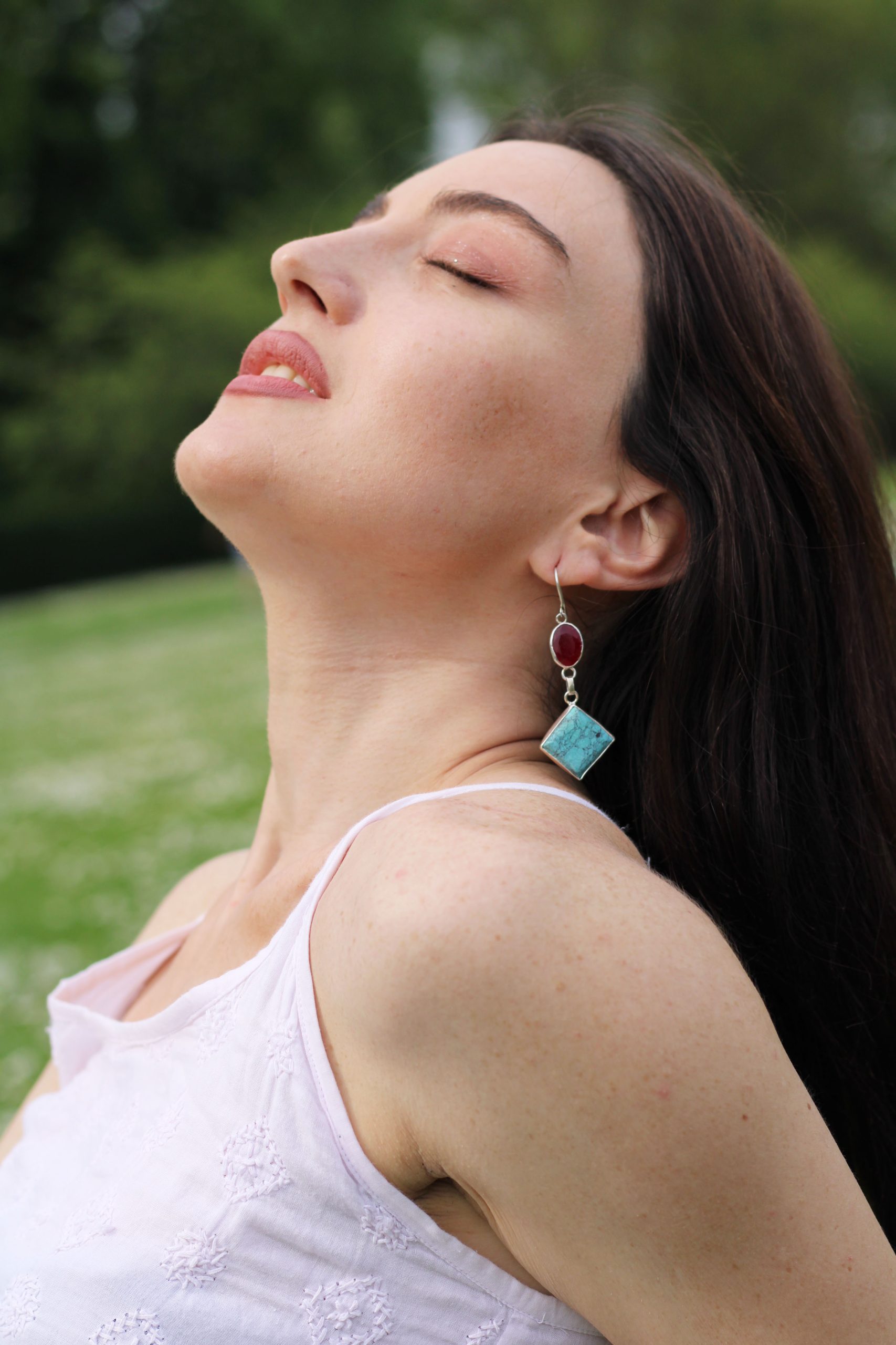 Turquoise Sapphire Earrings - Prabha - Image 6