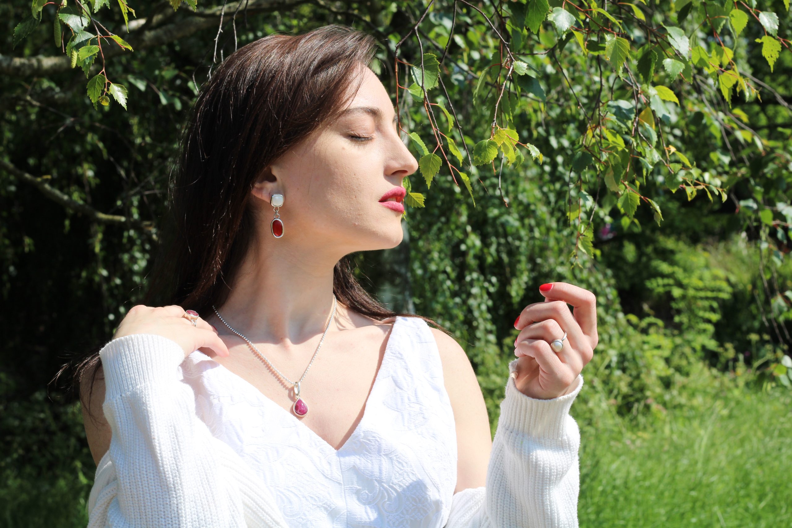 Red Coral Earrings - Abhaya - Image 3