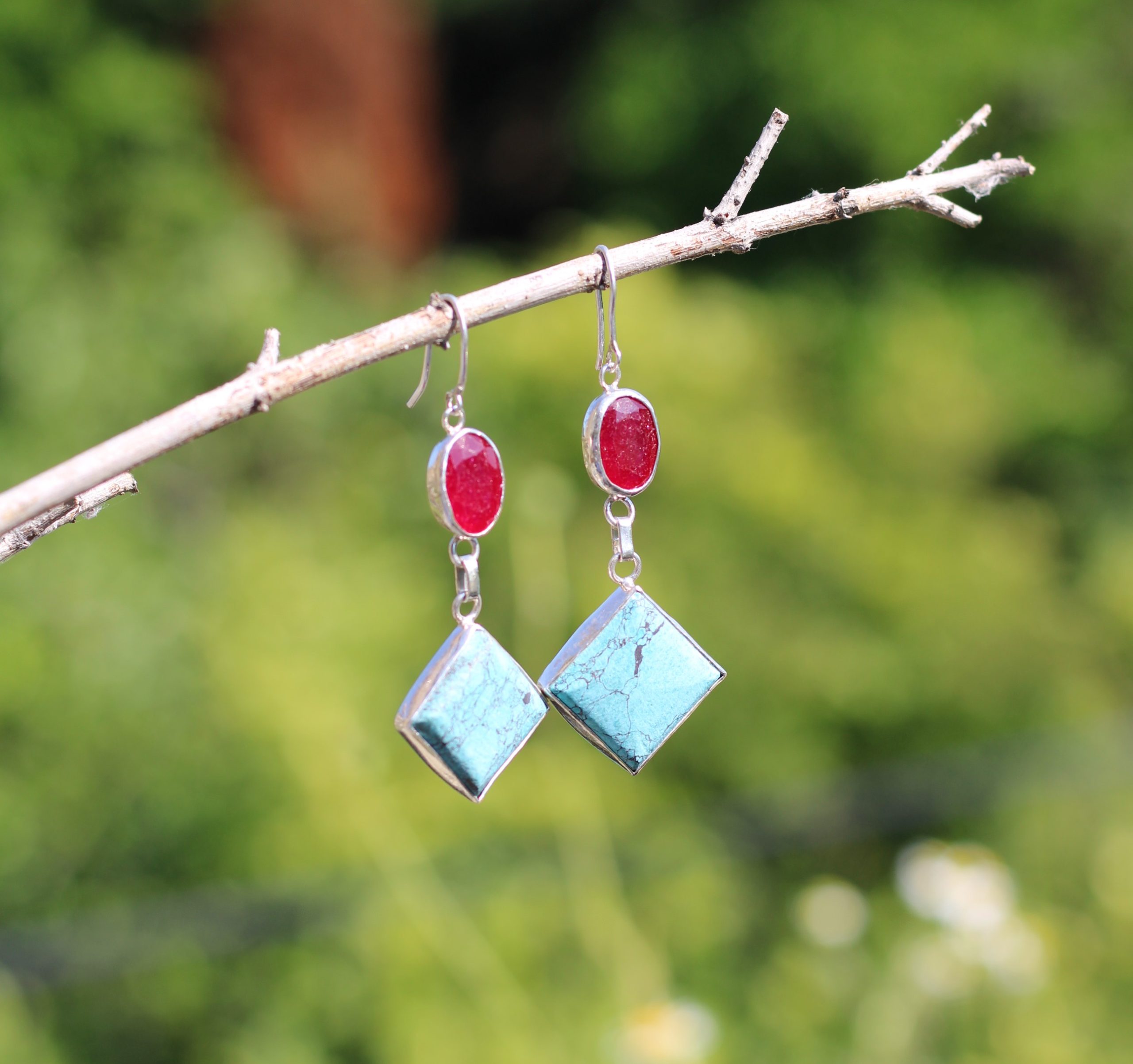 Turquoise Sapphire Earrings - Prabha - Image 9