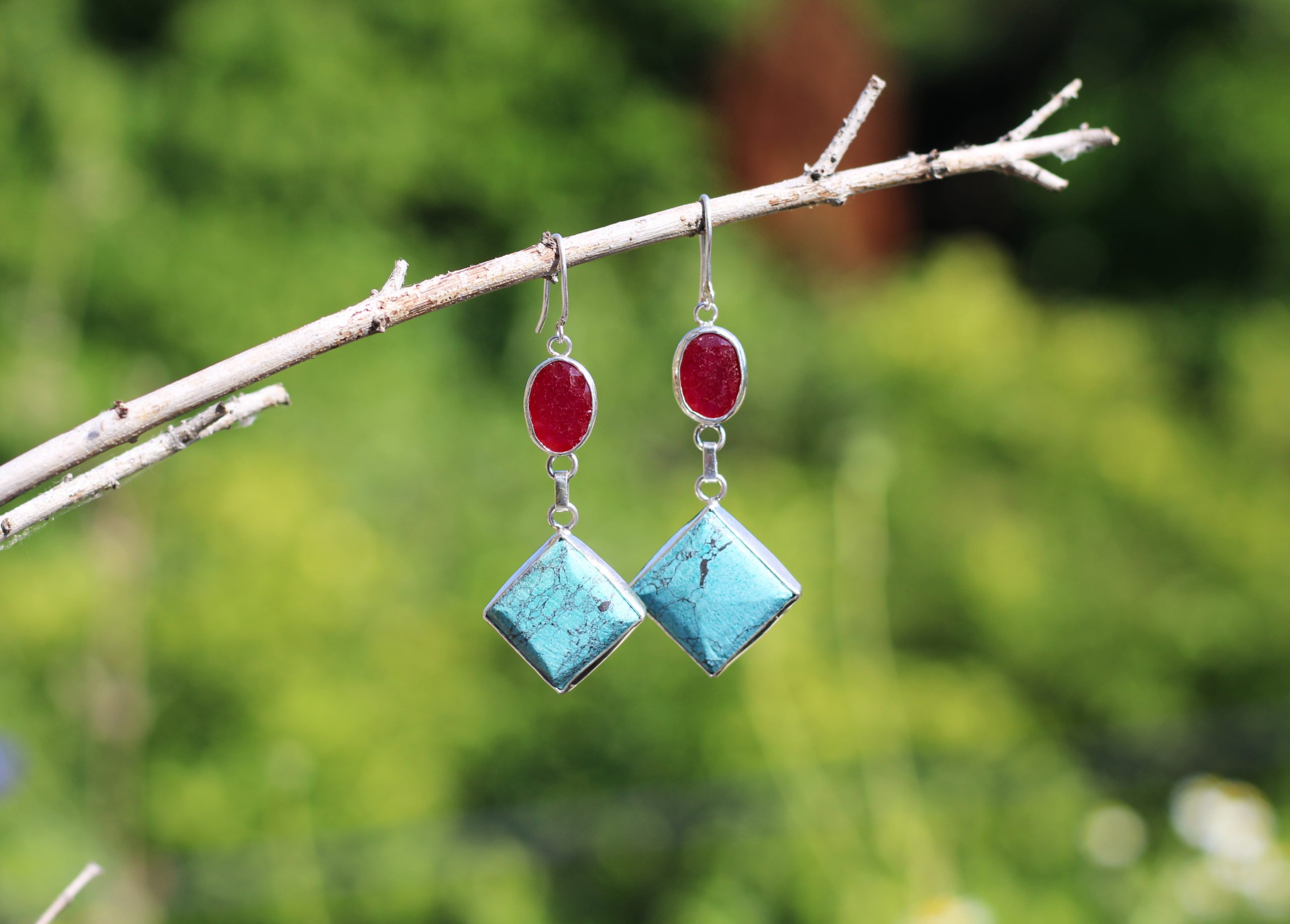 Turquoise Sapphire Earrings