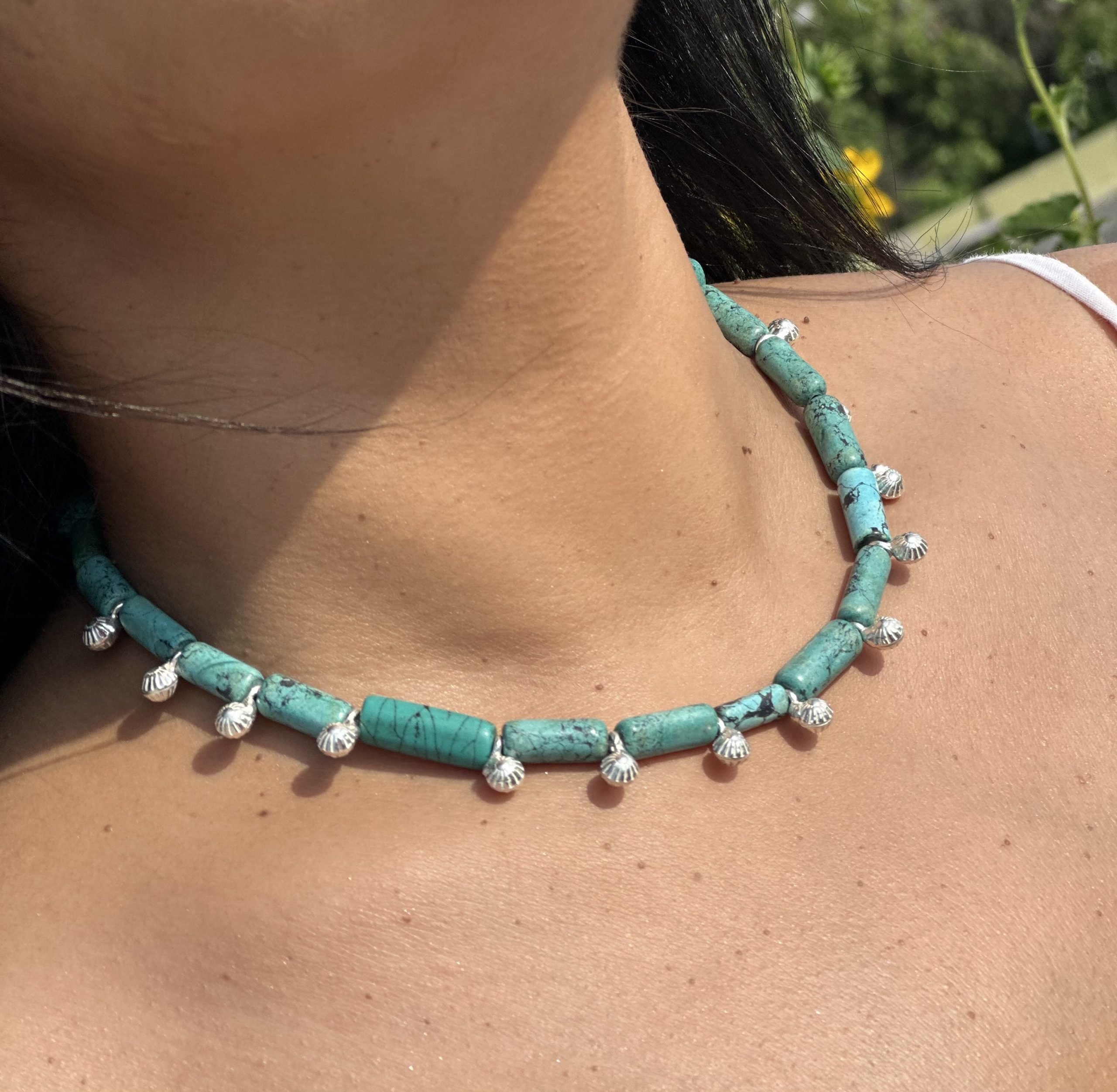 Indian Turquoise Necklace - Ghungroo Choker - Image 3