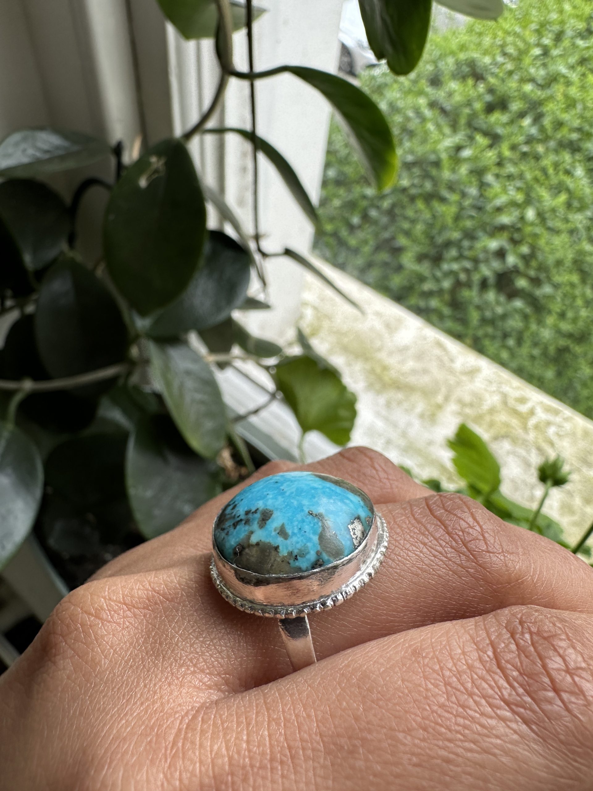 Big Turquoise Ring - Vasuki UK Size O/ US 7 1/4 - Image 4