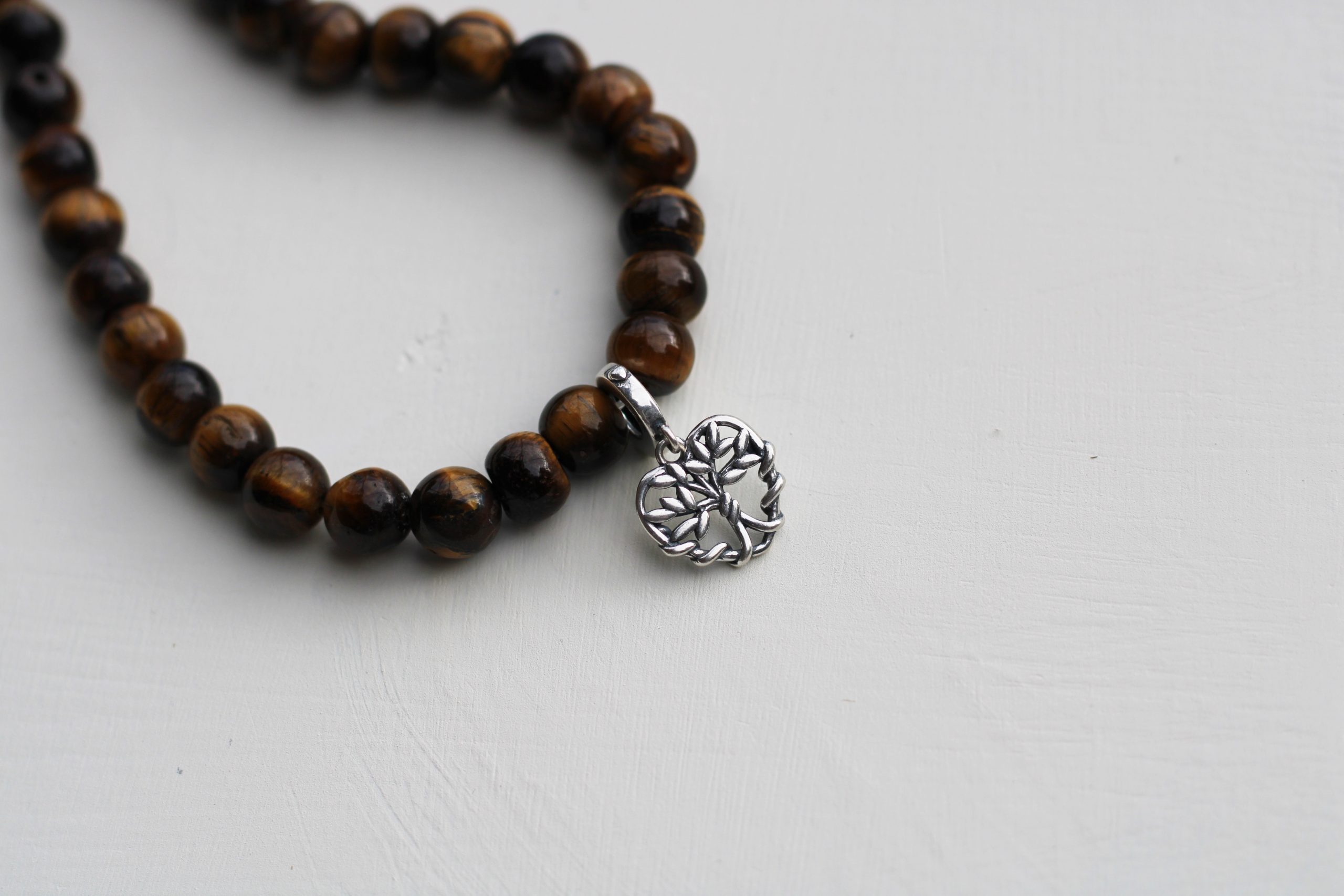 Kamakshi Tiger's Eye Choker with Tree of Life Heart Charm - Image 3