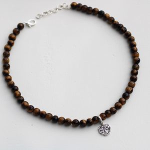 Kamakshi Tiger's Eye Choker with Tree of Life Heart Charm