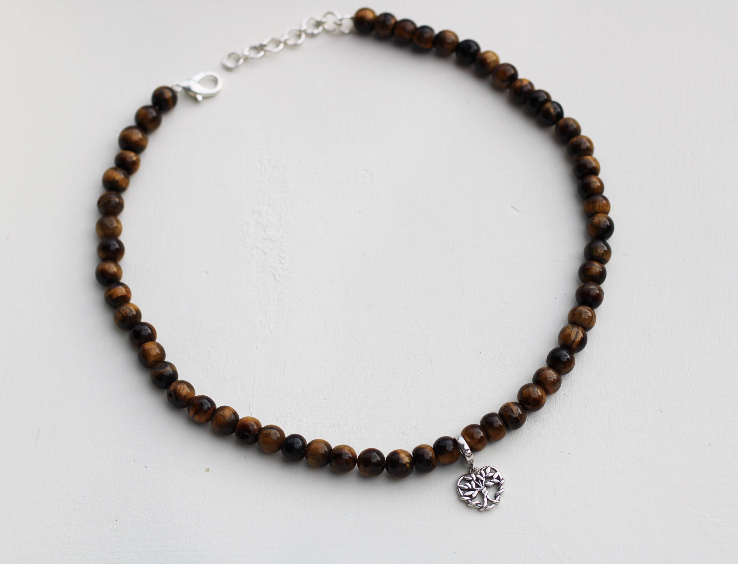 Kamakshi Tiger's Eye Choker with Tree of Life Heart Charm
