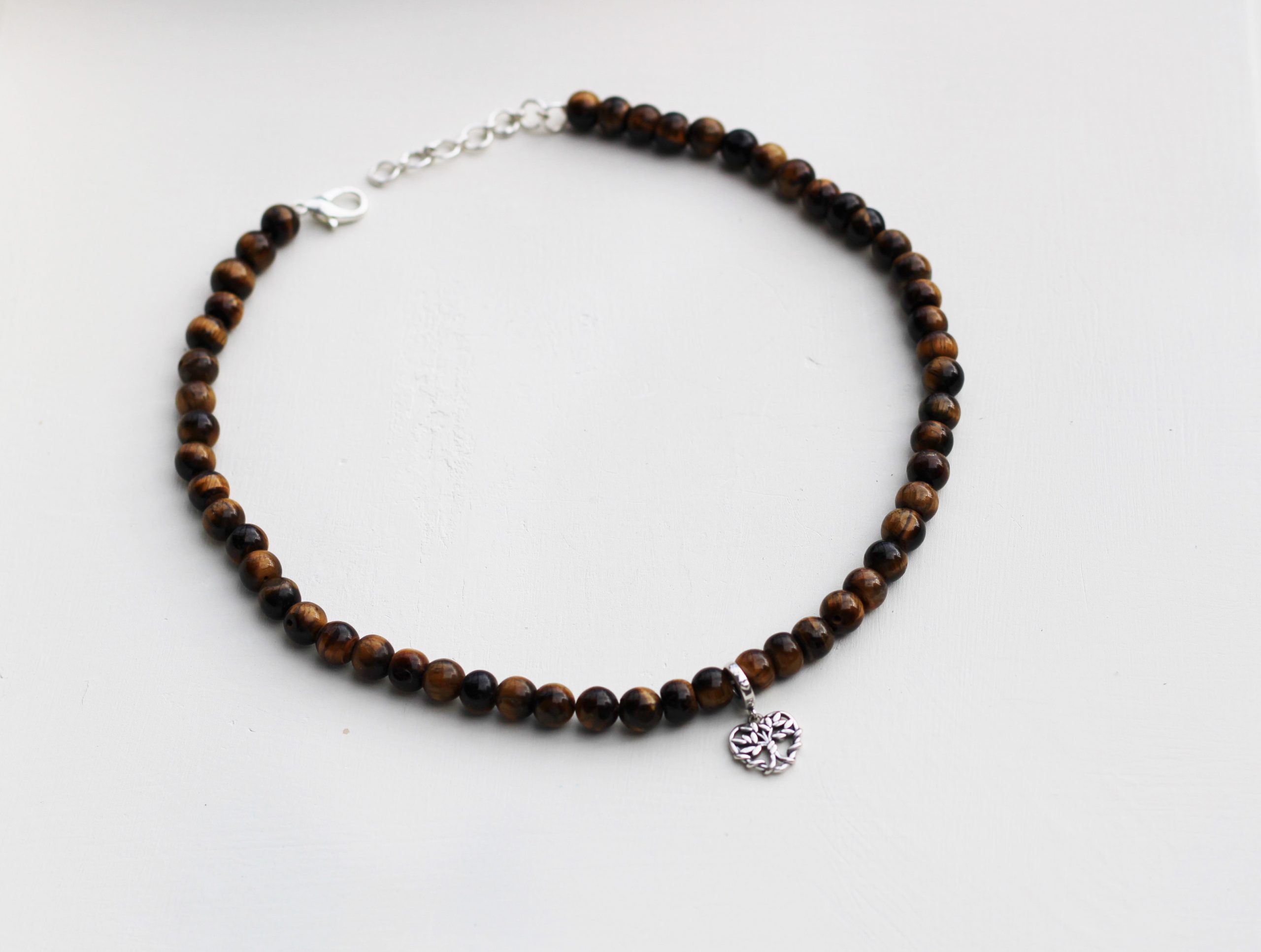Kamakshi Tiger's Eye Choker with Tree of Life Heart Charm - Image 2