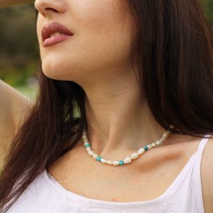 Turquoise and Pearl Necklace