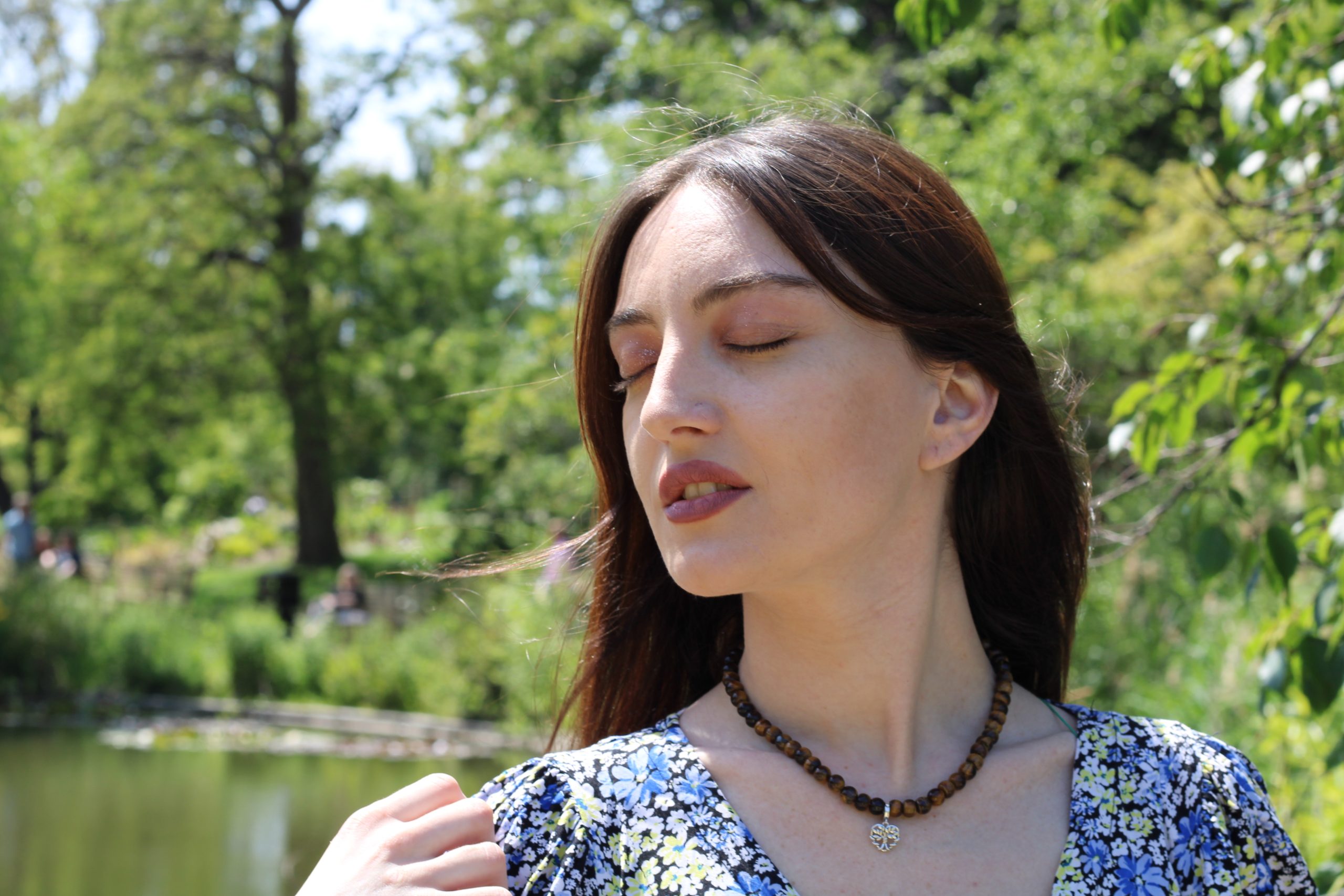 Kamakshi Tiger's Eye Choker with Tree of Life Heart Charm - Image 6