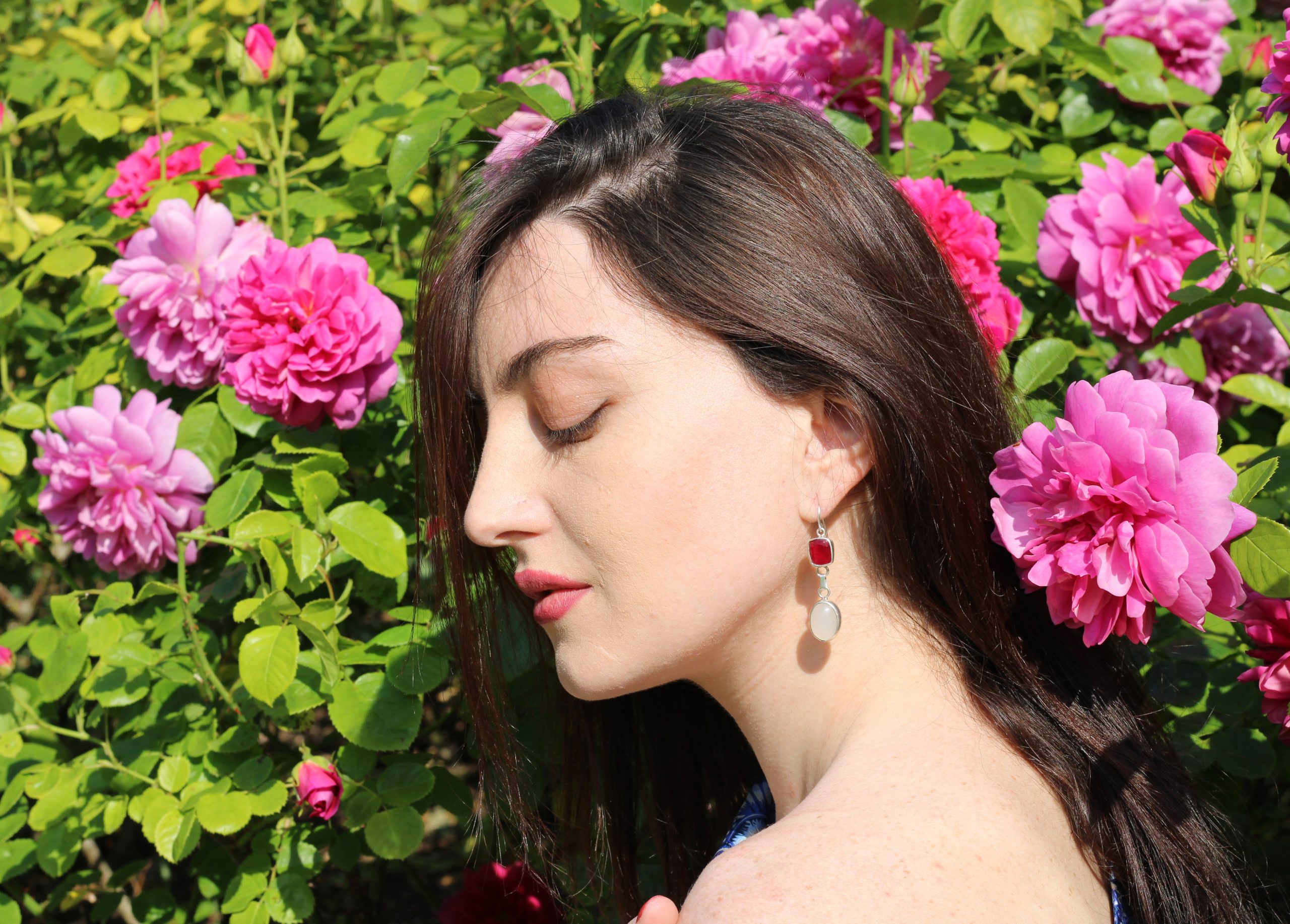 Pink Sapphire Earrings - Arjun Natural Sapphire & Moonstone - Image 9