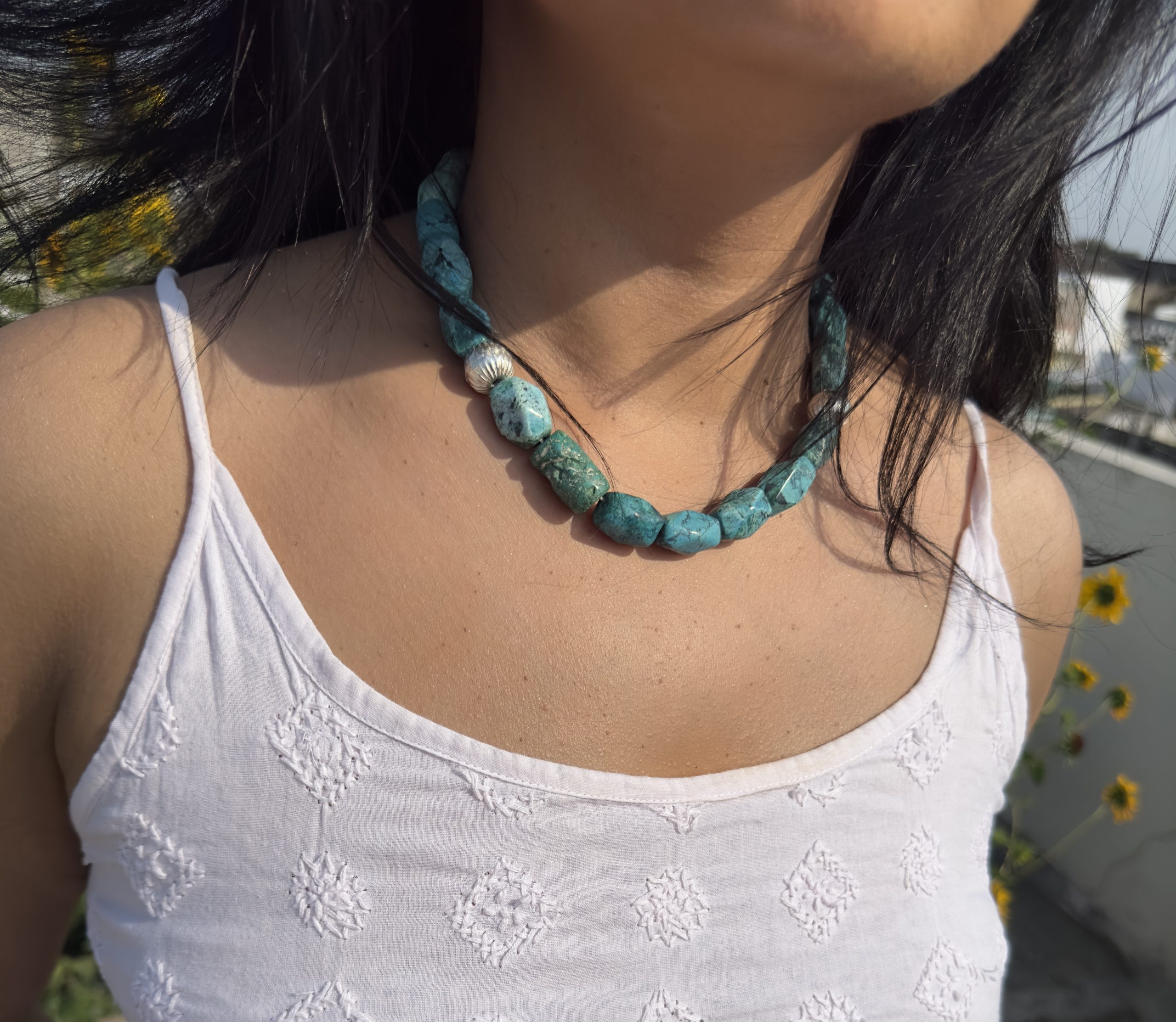 Chunky Turquoise Necklace - Hema Fertility Necklace - Image 4