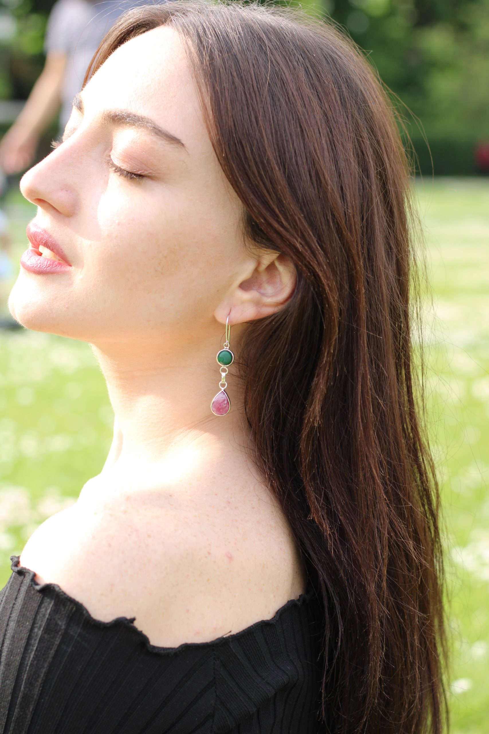 Paarth Malachite & Pink Sapphire Earrings - Image 6