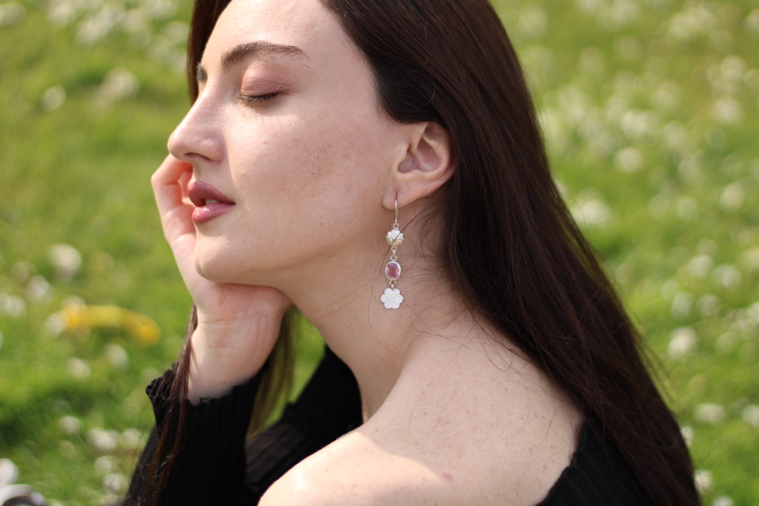 Uttara BP Pink Daisy Earrings - Image 3