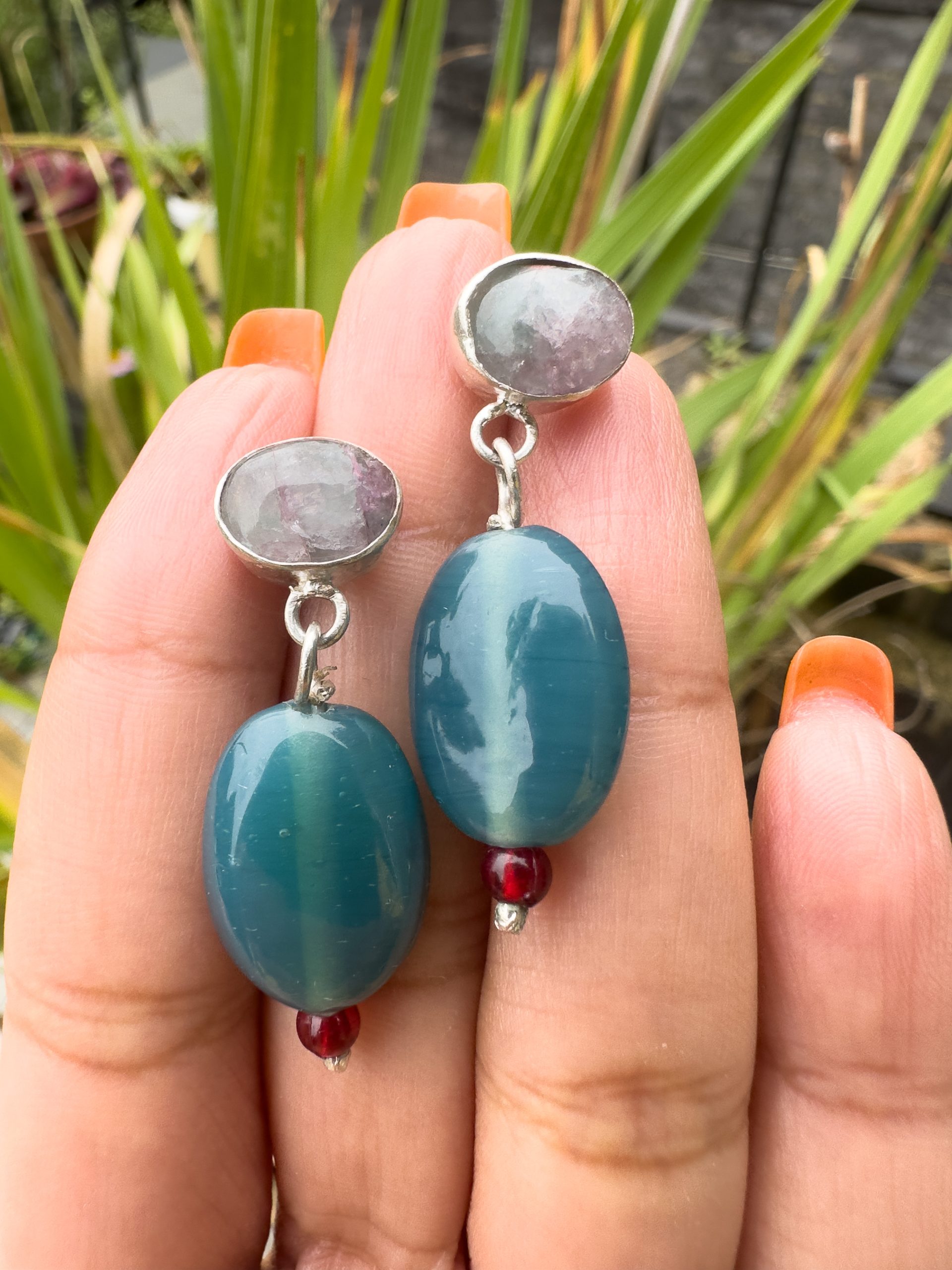 Blue Agate Drop Earrings