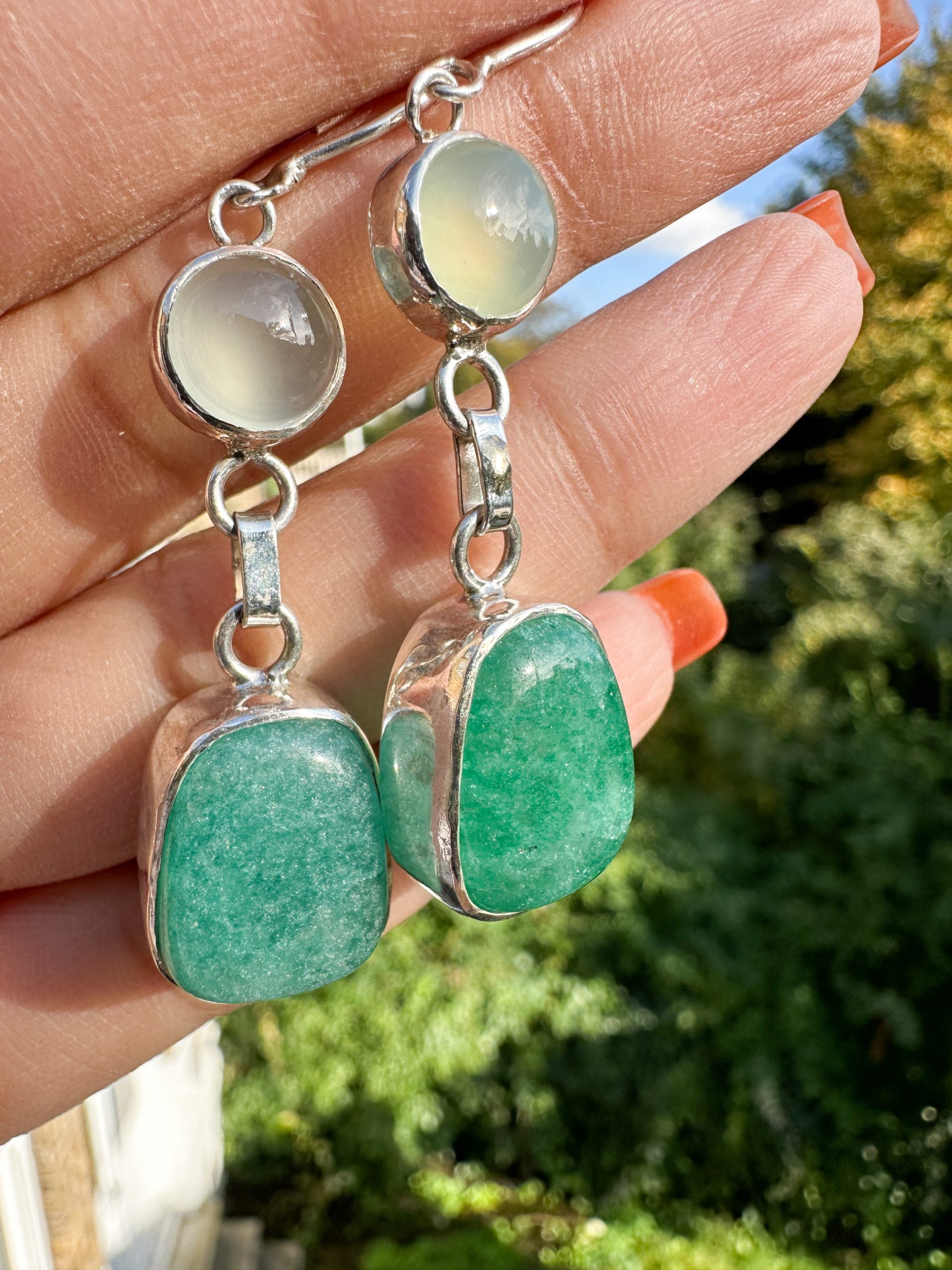 green color earrings