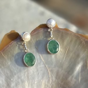 Green Pearl Earrings