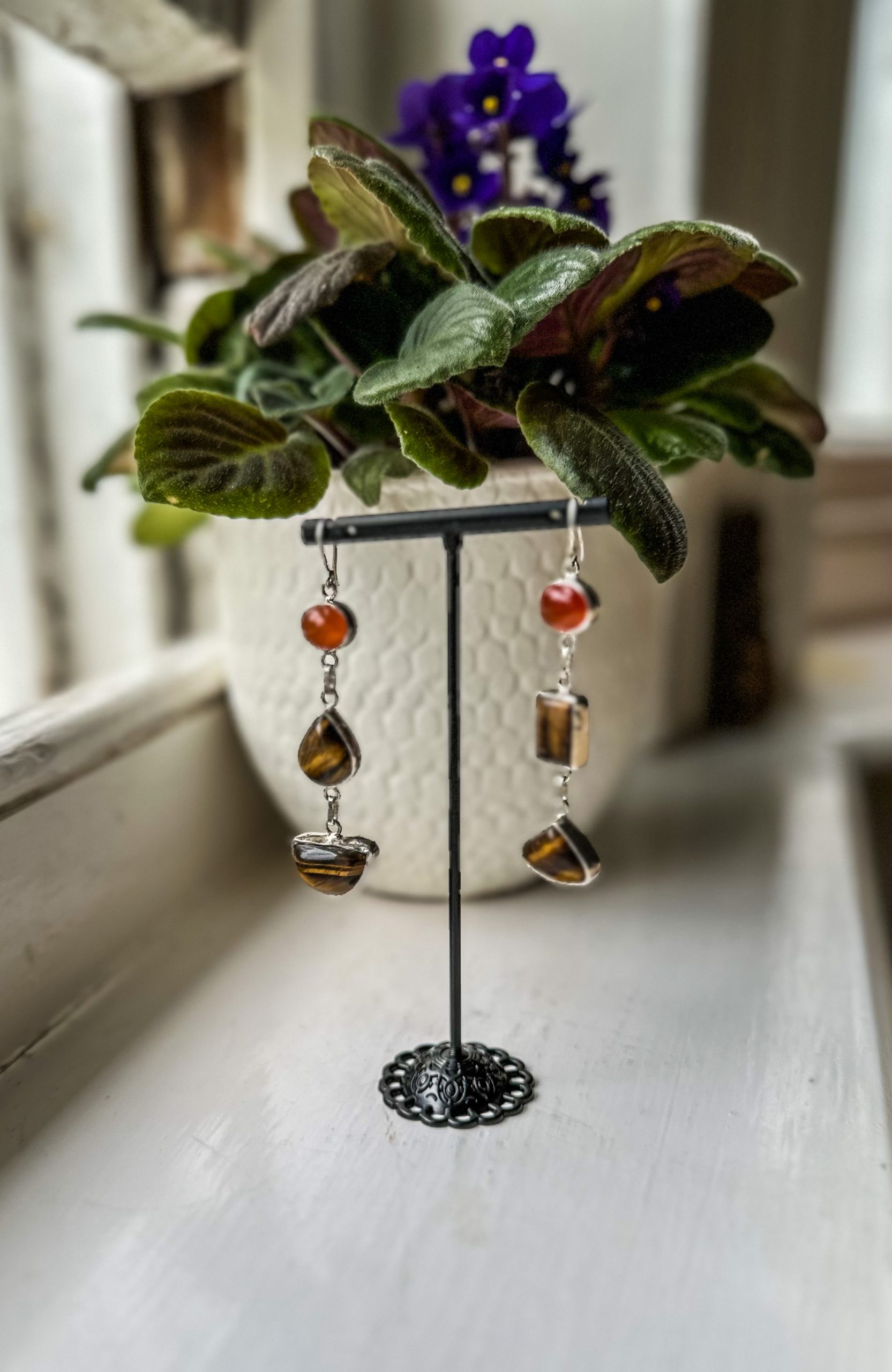 Mrigakshi Garnet Orange Earrings - Image 6