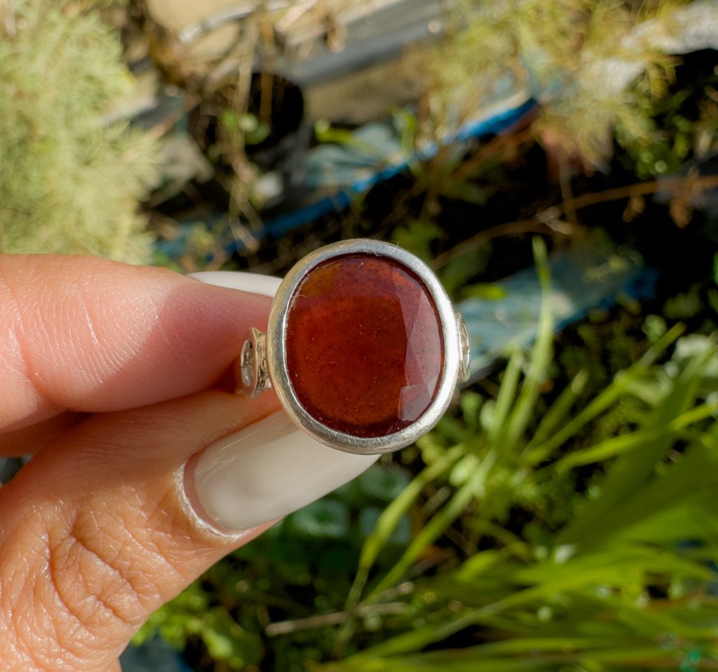 garnet ring silver