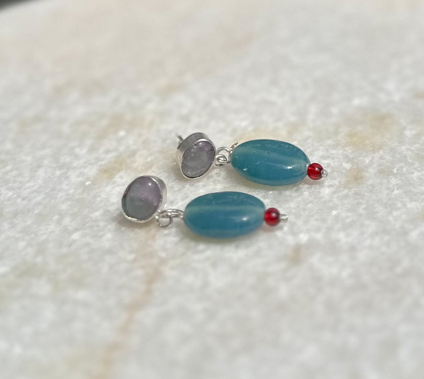 Blue Agate Drop Earrings