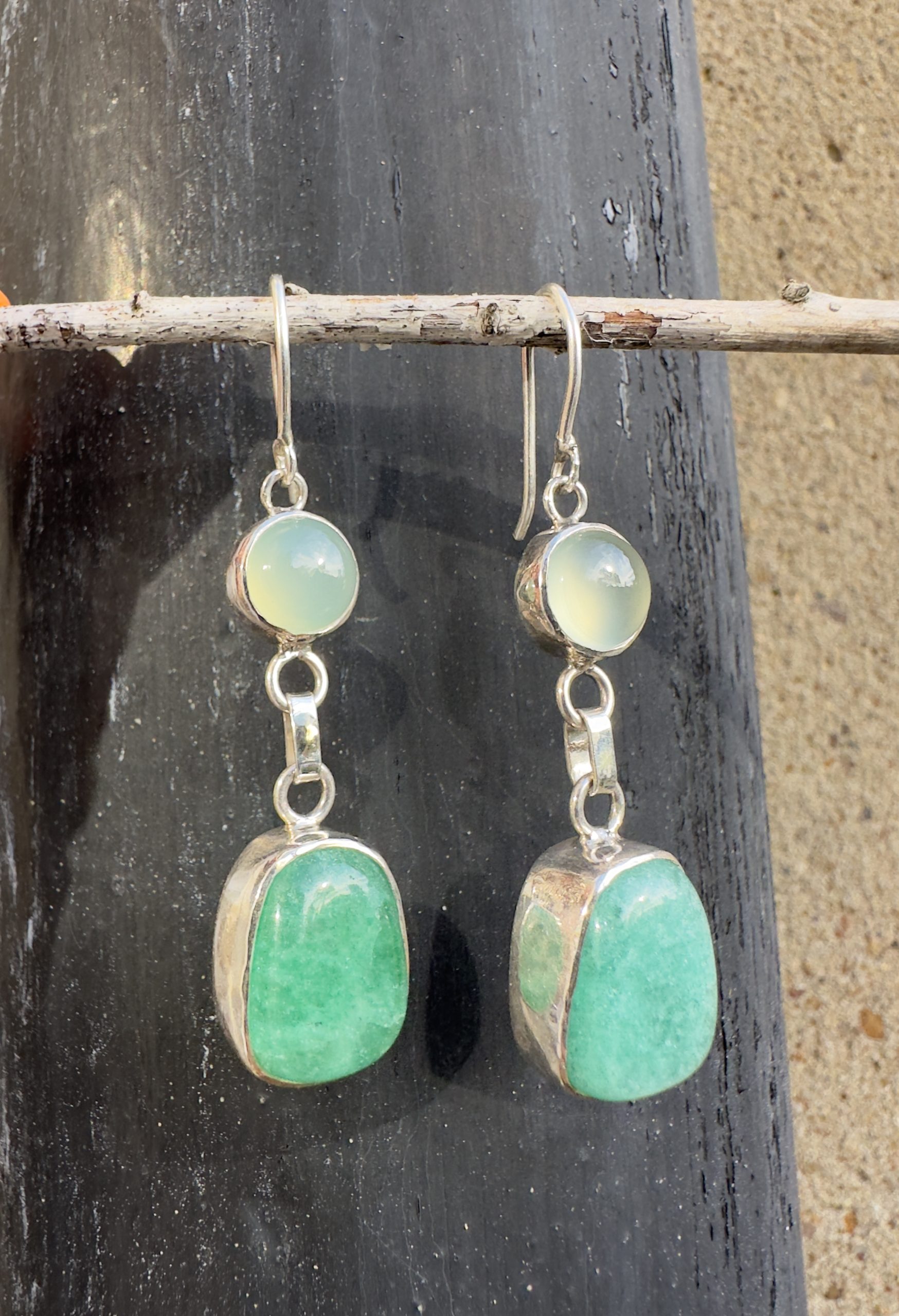 Green Drop Earrings - Chaandri Chalcedony & Onyx - Image 4